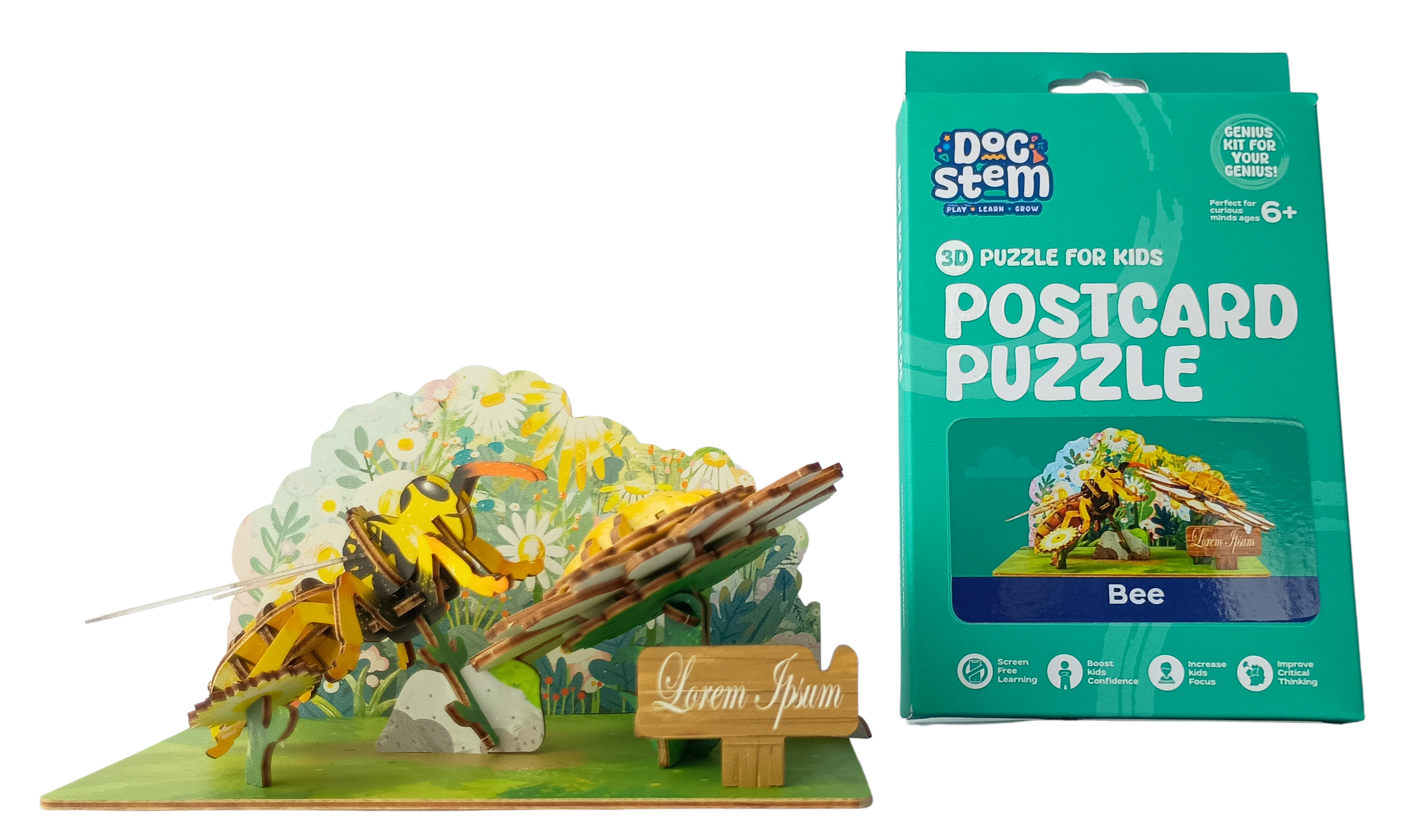 Honey Bee – 3D Postcard Puzzle | STEM Education Kit | Wooden Puzzle Kit