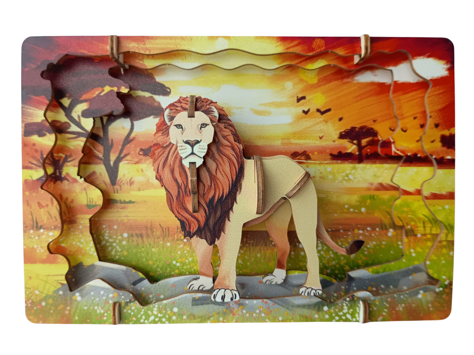 Lion - 3D Postcard Puzzle | STEM Education Kit | Wooden Puzzle Kit