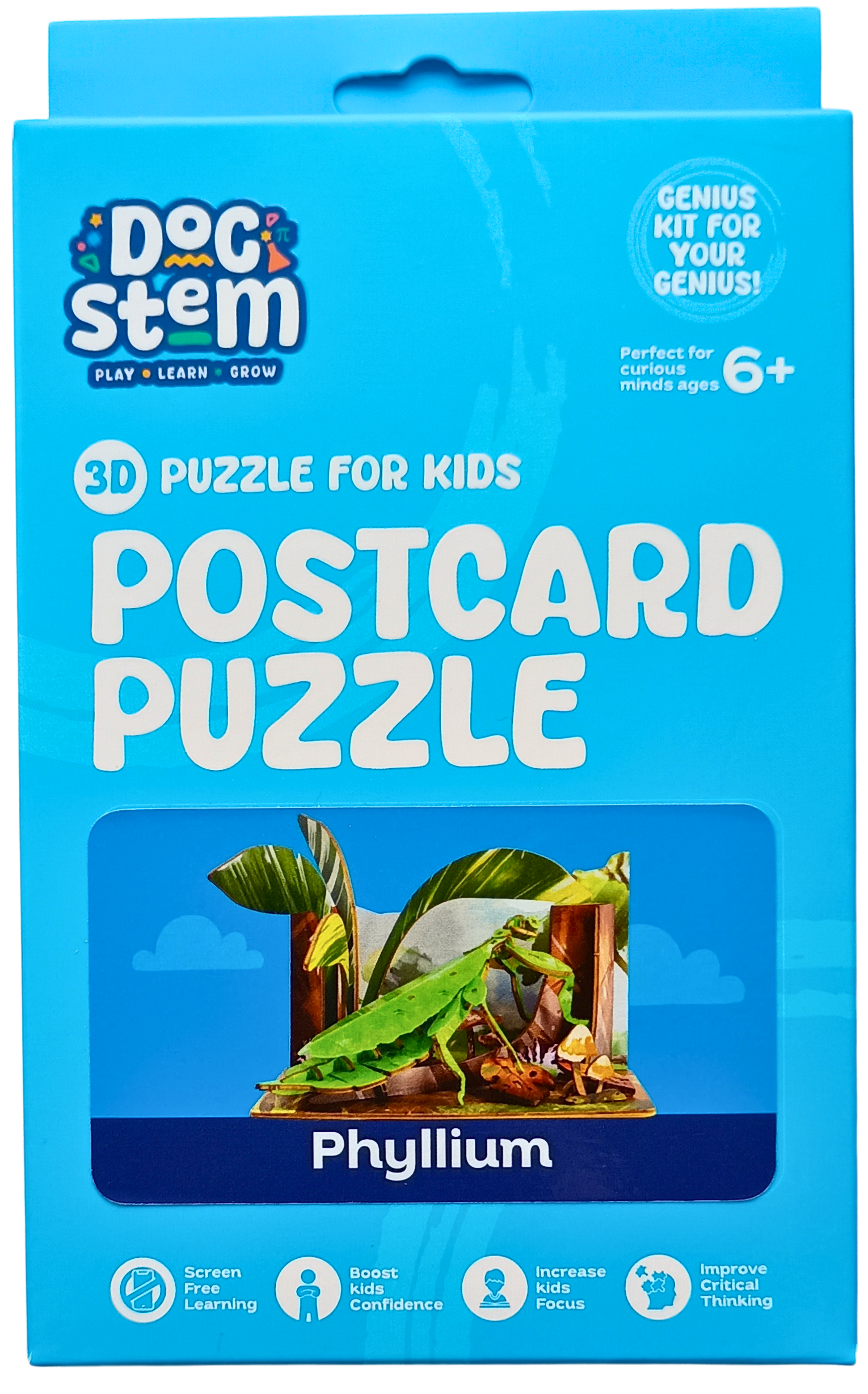 Phyllium – 3D Postcard Puzzle | STEM Education Kit | Wooden Puzzle Kit