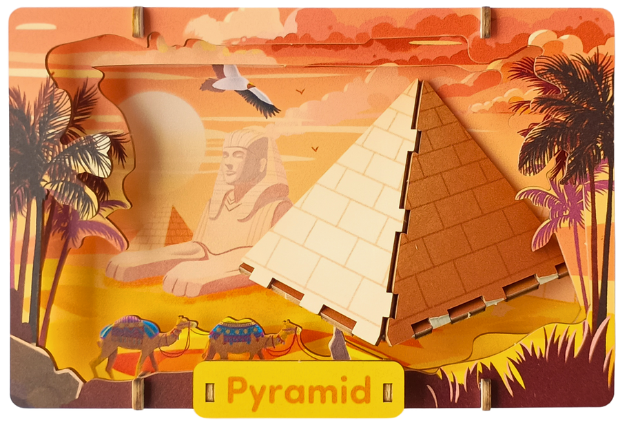 Pyramid - 3D Postcard Puzzle | STEM Education Kit | Wooden Puzzle Kit