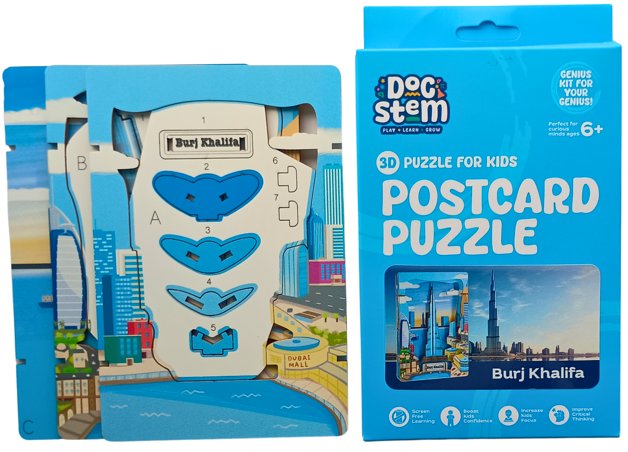 Burj Khalifa – 3D Postcard Puzzle | STEM Education Kit | Wooden Puzzle Kit