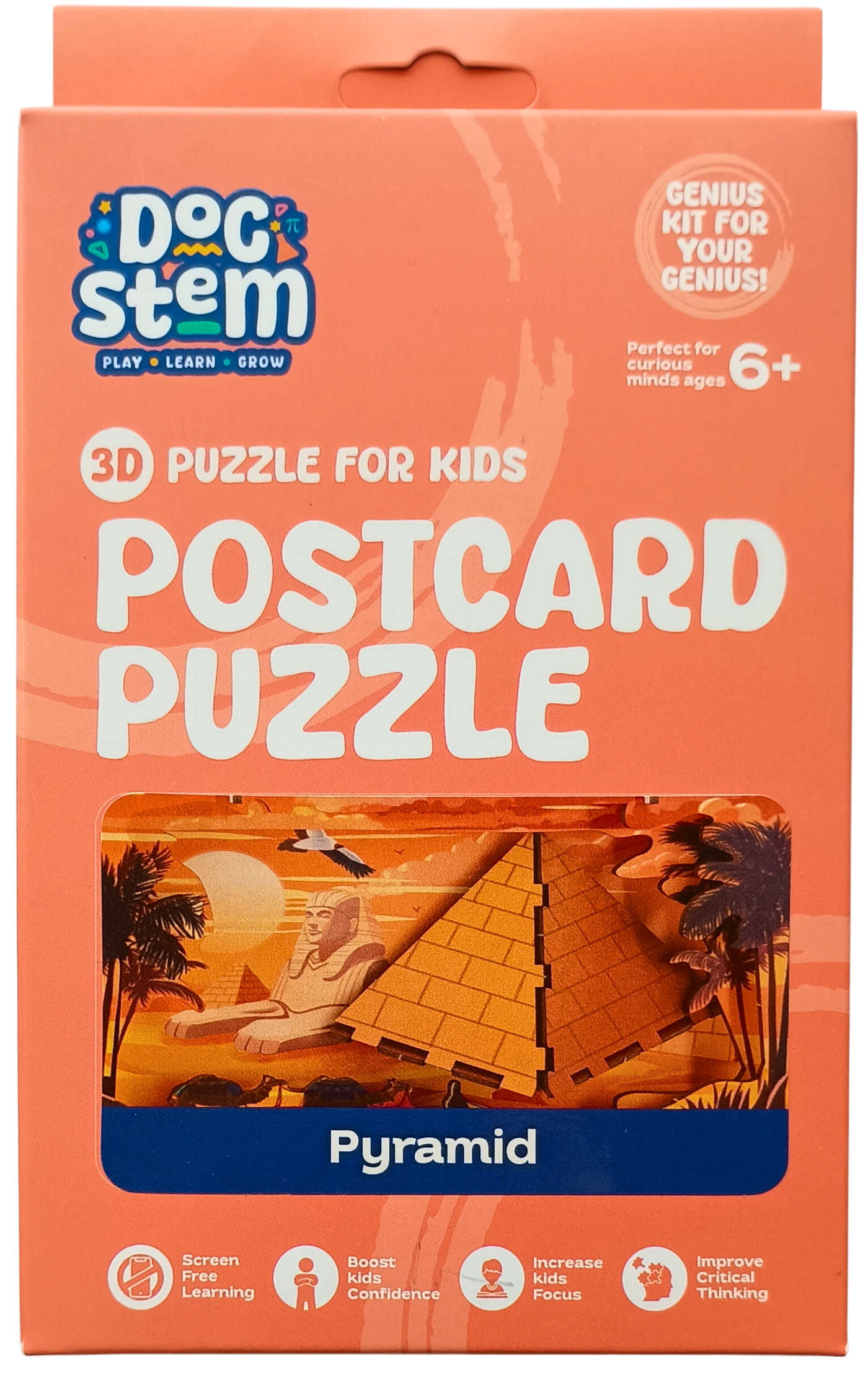Pyramid - 3D Postcard Puzzle | STEM Education Kit | Wooden Puzzle Kit