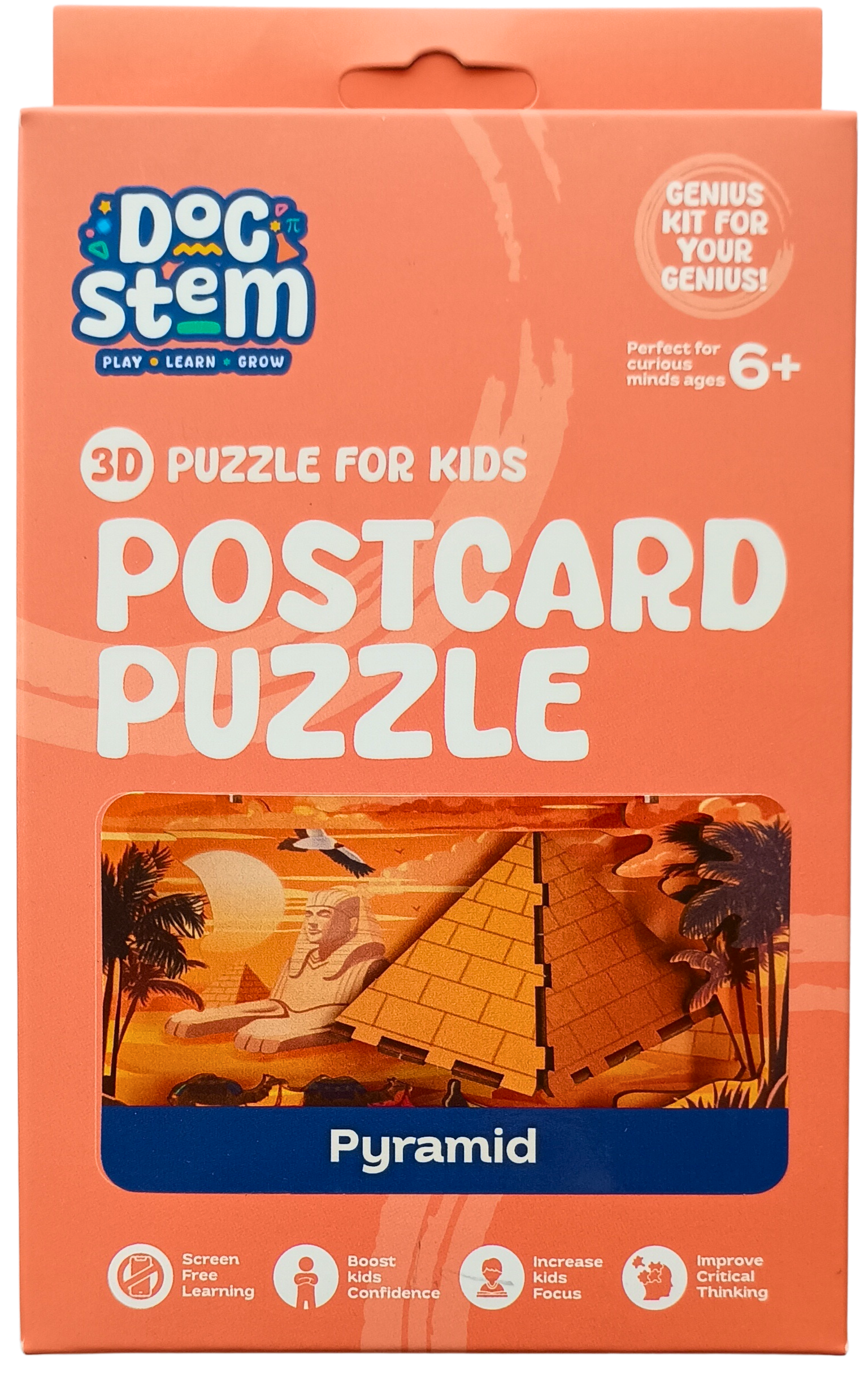 Pyramid - 3D Postcard Puzzle | STEM Education Kit | Wooden Puzzle Kit