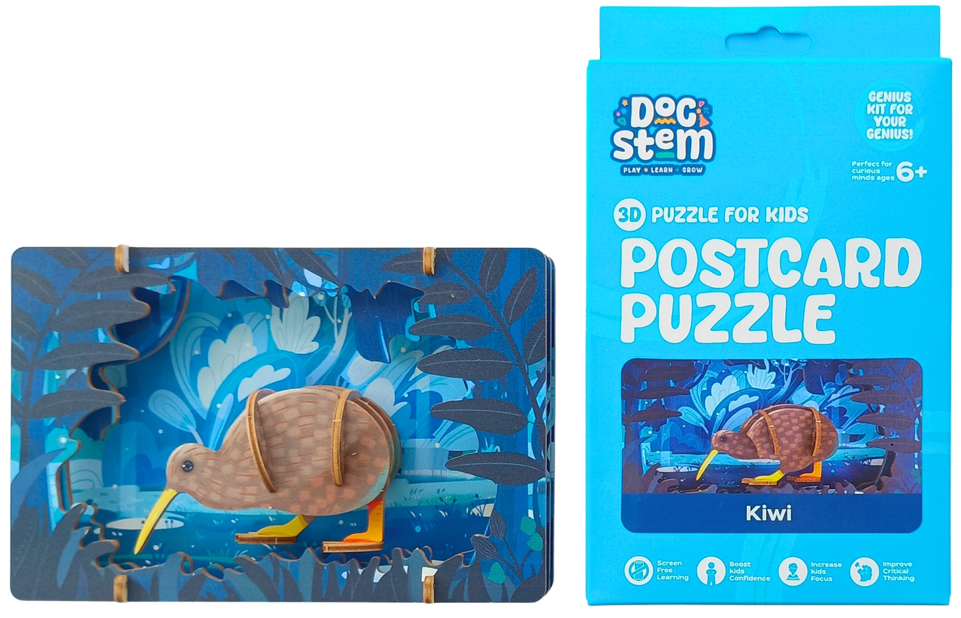 Kiwi – 3D Postcard Puzzle | STEM Education Kit | Wooden Puzzle Kit