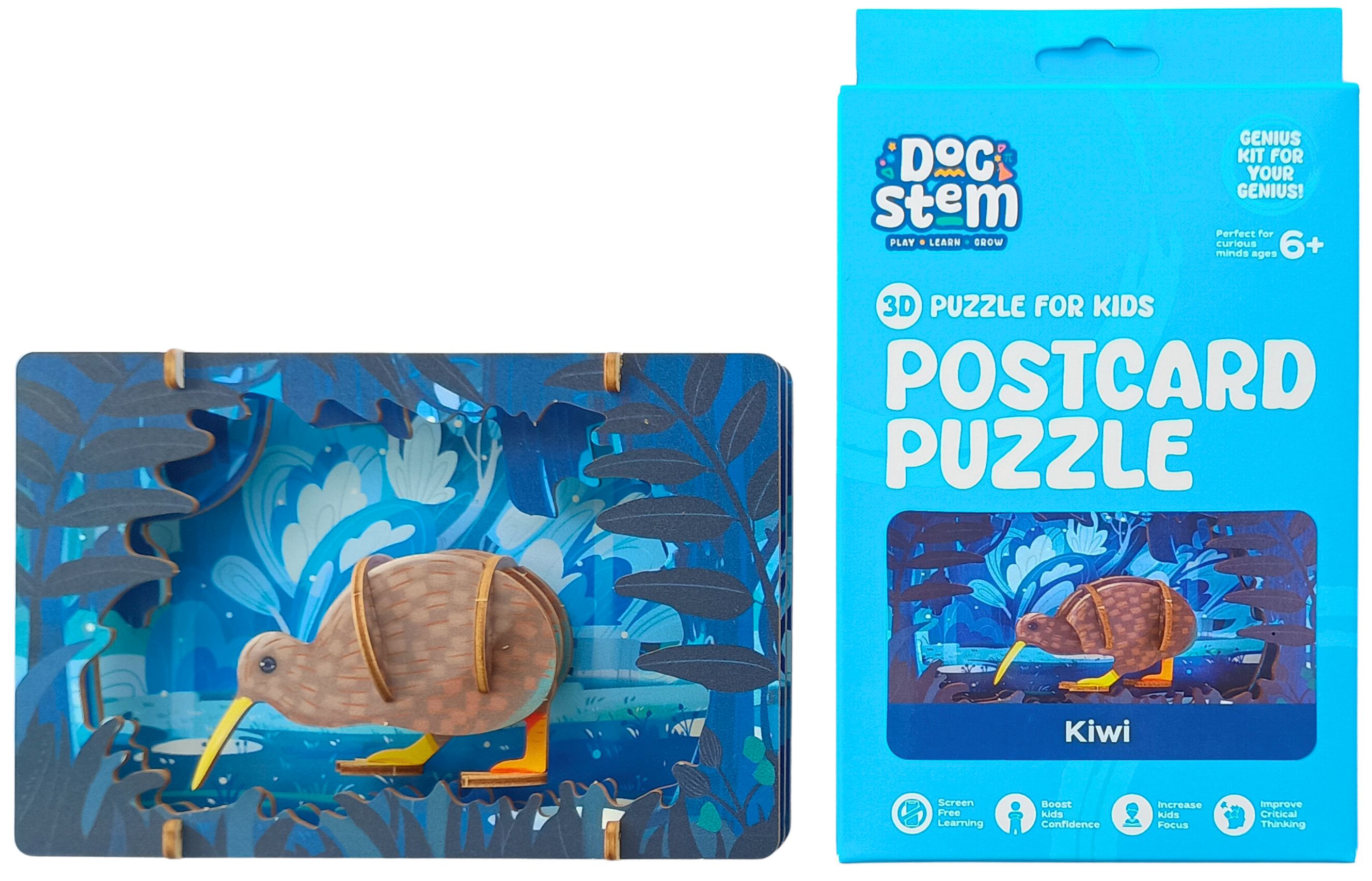 Kiwi – 3D Postcard Puzzle | STEM Education Kit | Wooden Puzzle Kit
