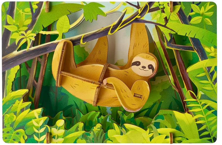 Sloth - 3D Postcard Puzzle | STEM Education Kit | Wooden Puzzle Kit