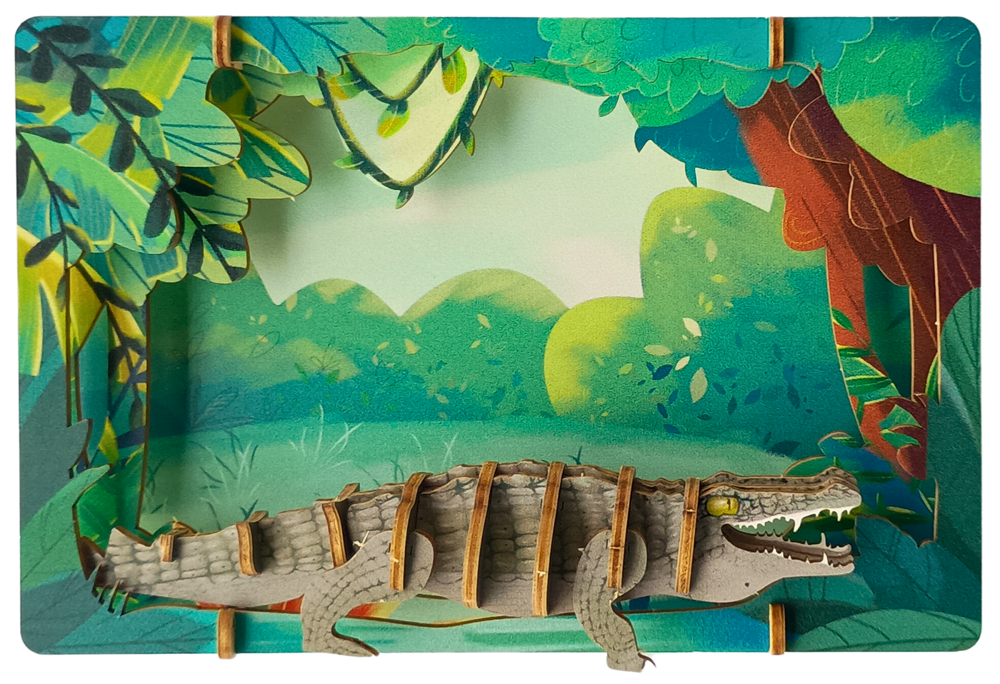 Crocodile – 3D Postcard Puzzle | STEM Education Kit | Wooden Puzzle Kit