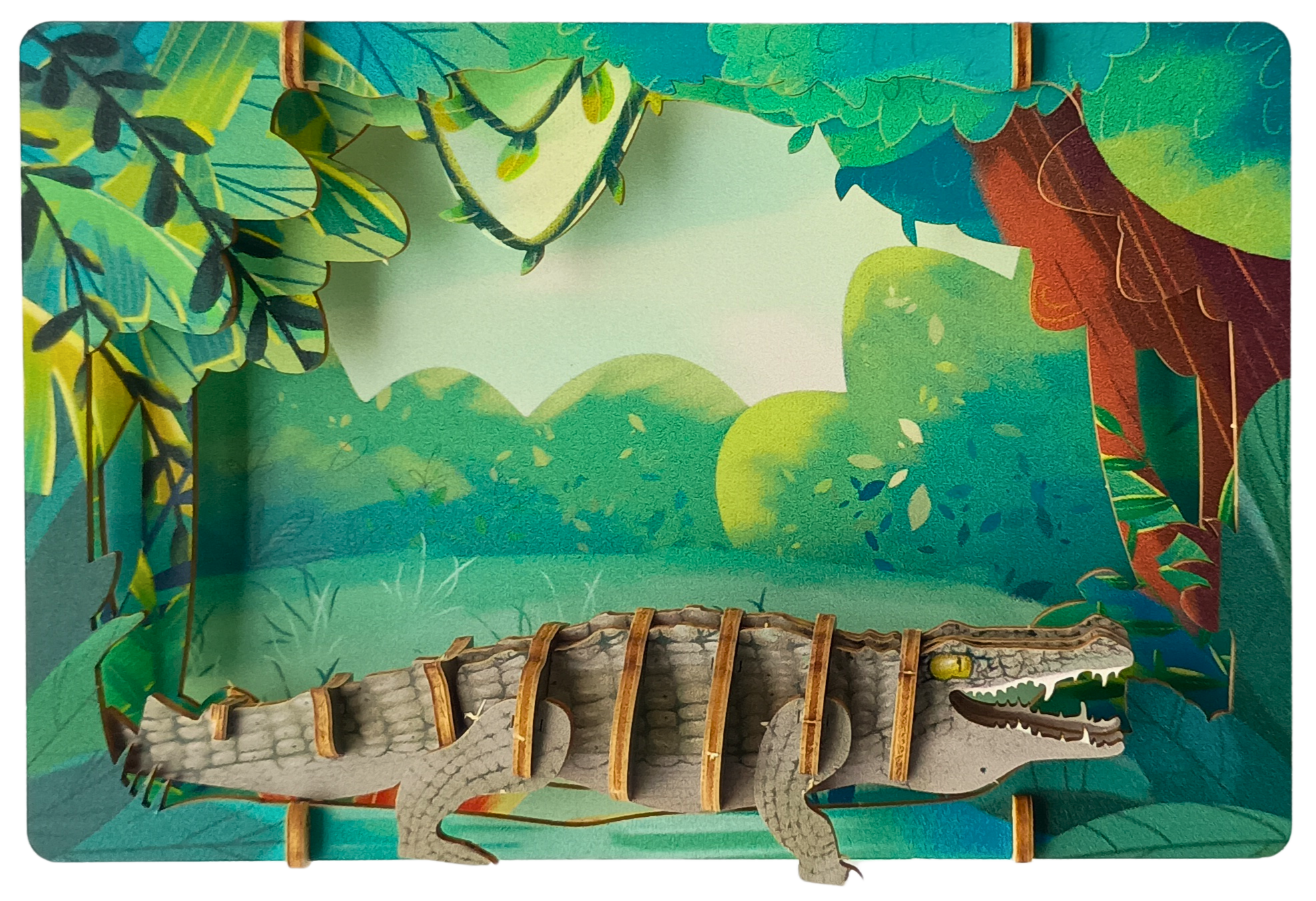 Crocodile – 3D Postcard Puzzle | STEM Education Kit | Wooden Puzzle Kit