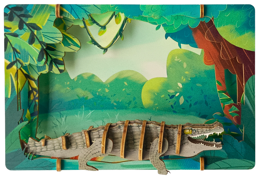 Crocodile – 3D Postcard Puzzle | STEM Education Kit | Wooden Puzzle Kit