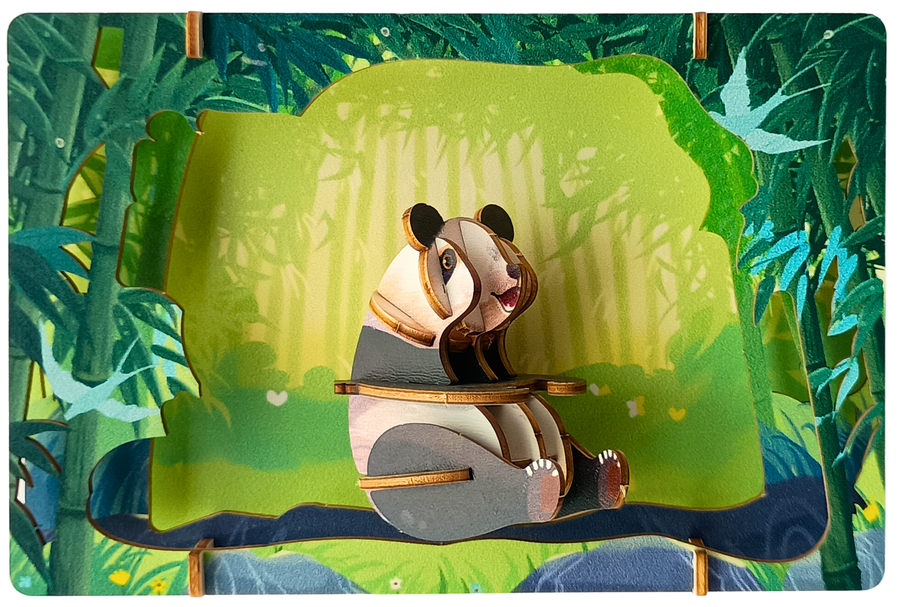 Panda - 3D Postcard Puzzle | STEM Education Kit | Wooden Puzzle Kit