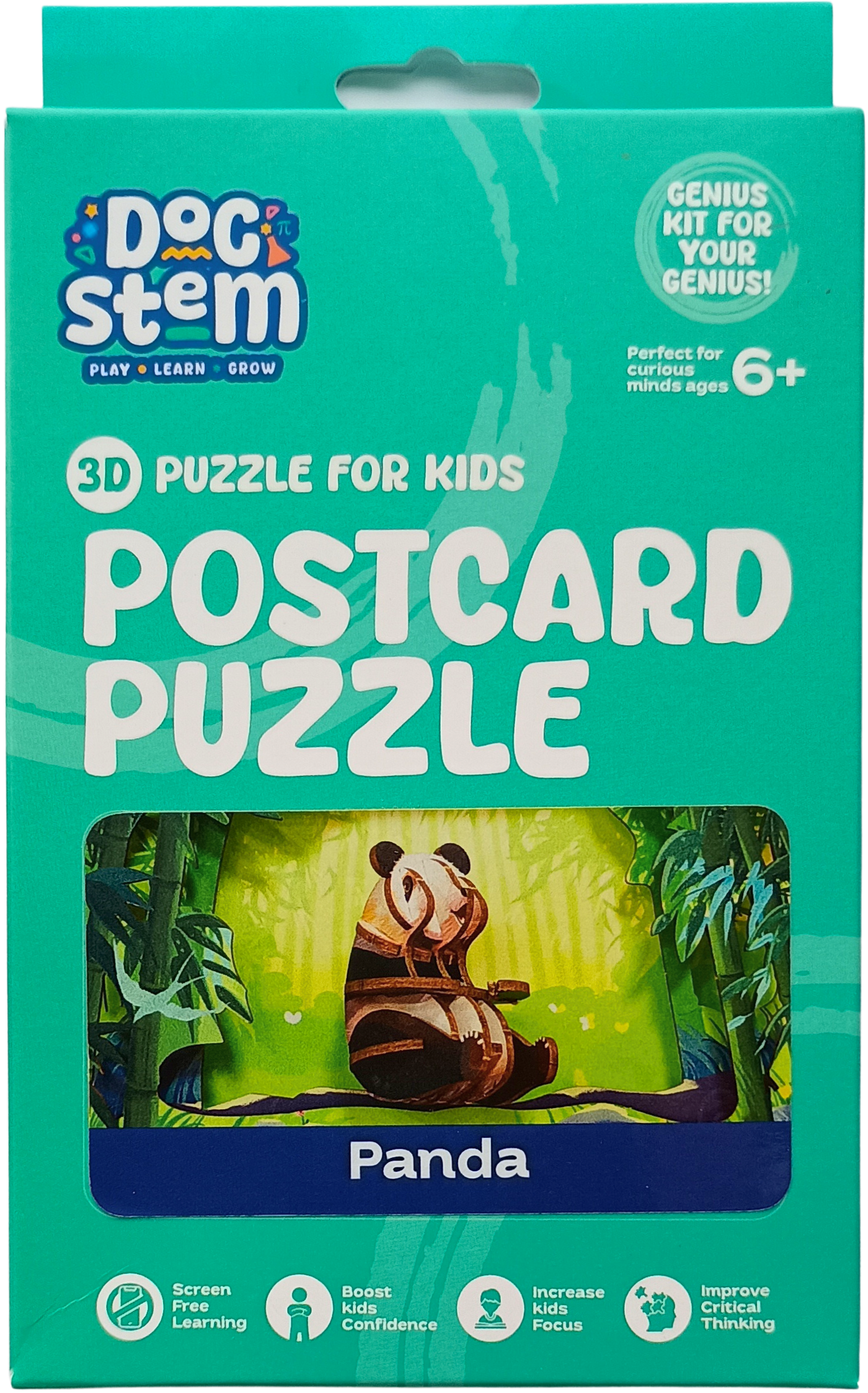 Panda - 3D Postcard Puzzle | STEM Education Kit | Wooden Puzzle Kit