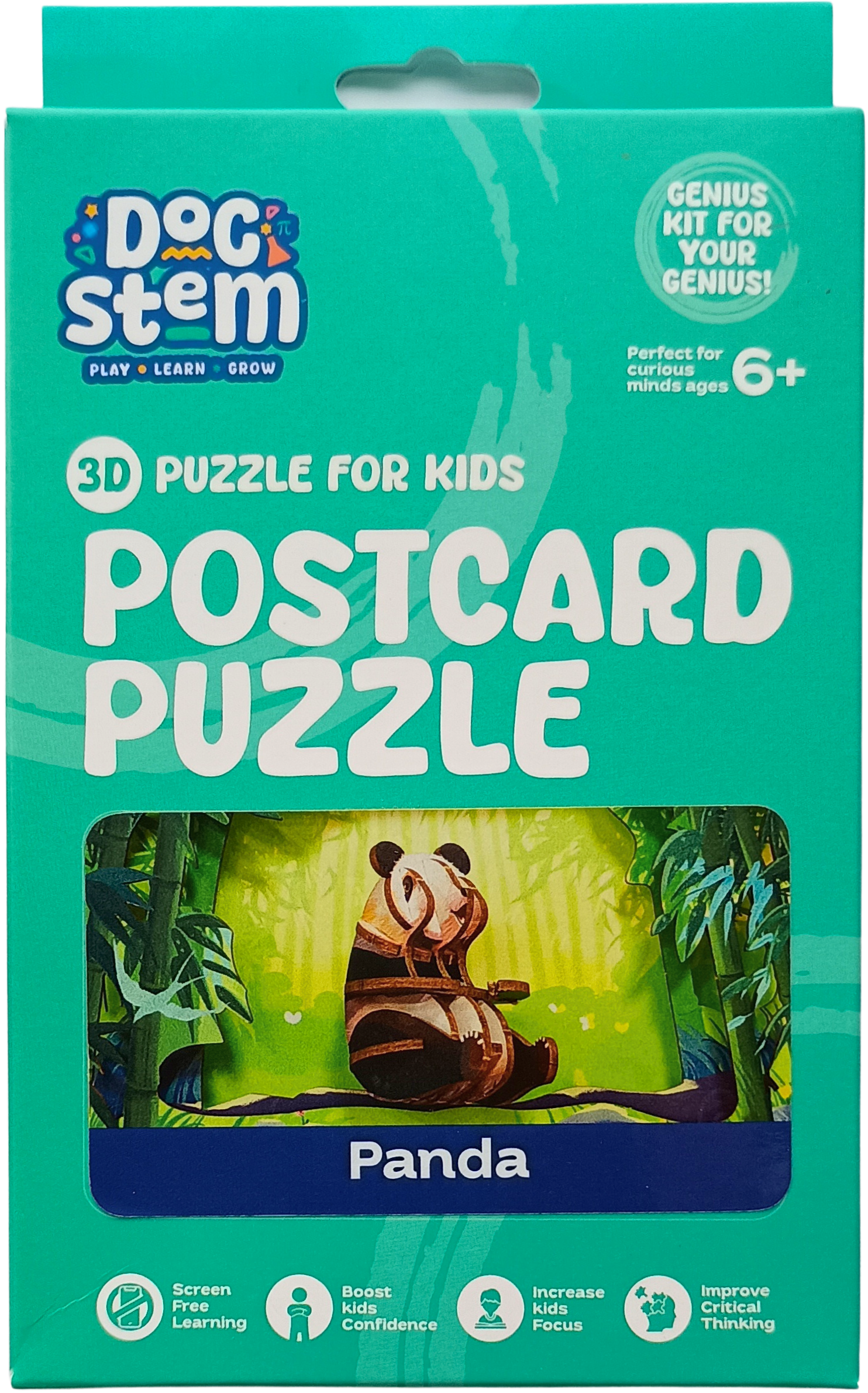 Panda - 3D Postcard Puzzle | STEM Education Kit | Wooden Puzzle Kit