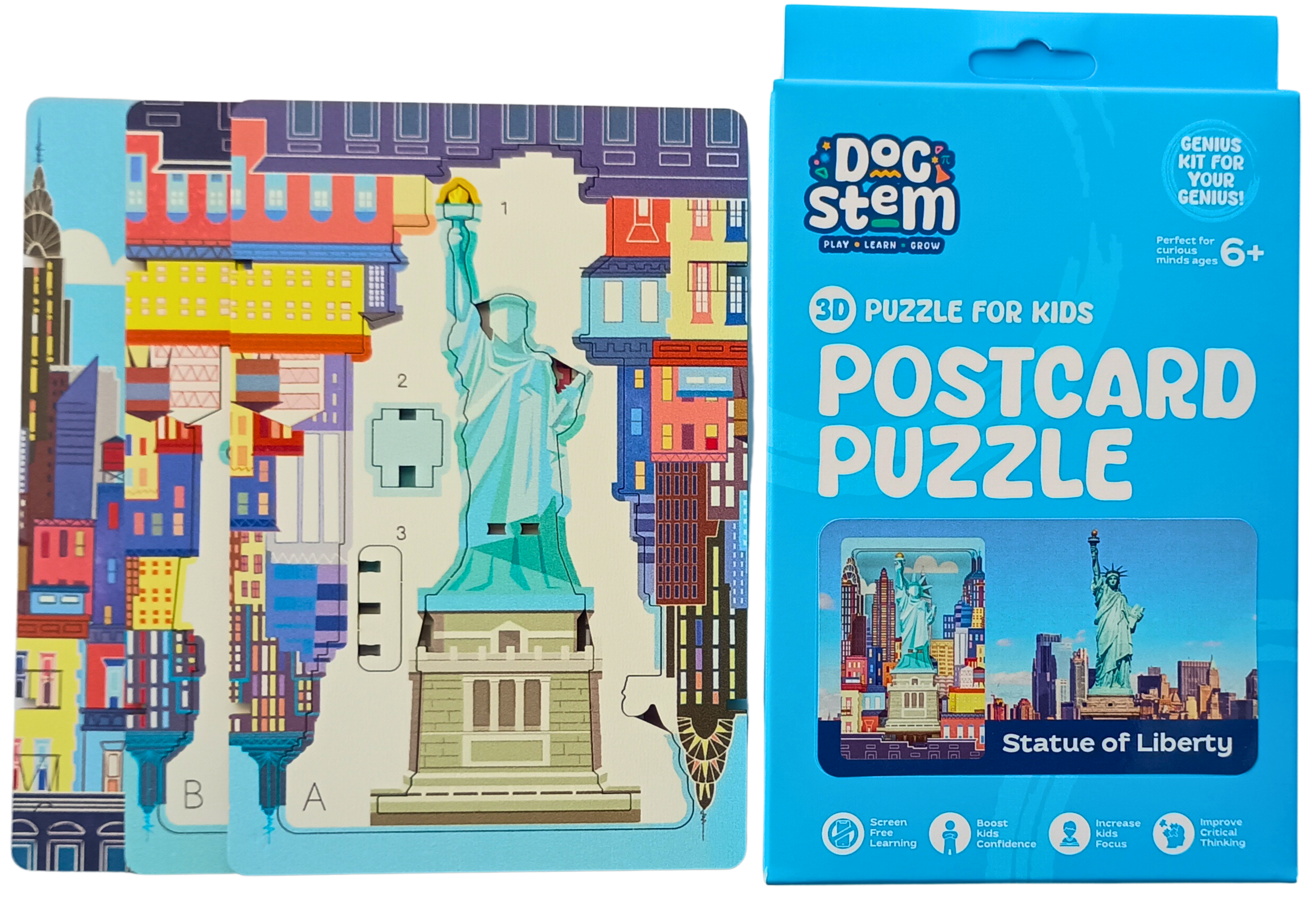 Statue of Liberty – 3D Postcard Puzzle | STEM Education Kit | Wooden Puzzle Kit