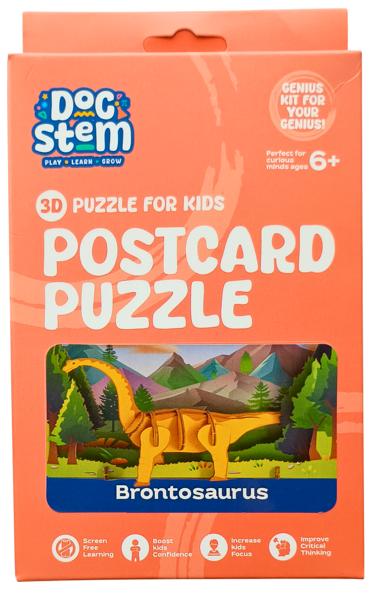Brontosaurus – 3D Postcard Puzzle | STEM Education Kit | Wooden Puzzle Kit