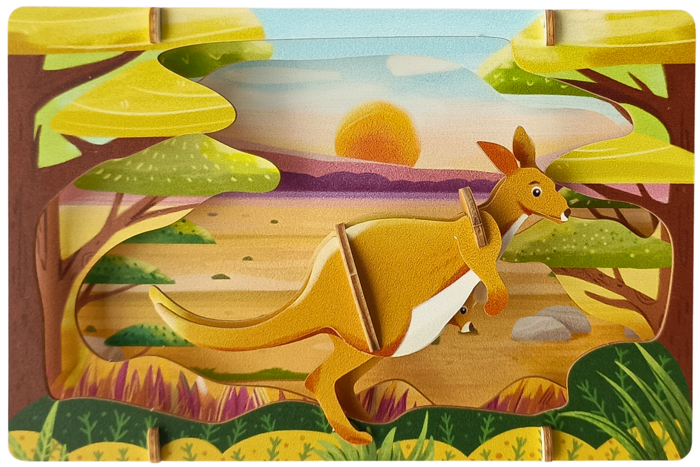 Kangaroo - 3D Postcard Puzzle | STEM Education Kit | Wooden Puzzle Kit