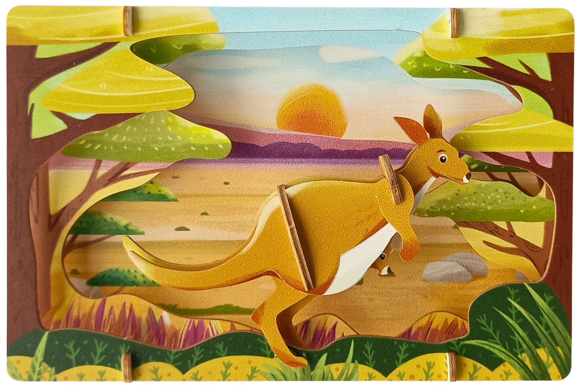 Kangaroo - 3D Postcard Puzzle | STEM Education Kit | Wooden Puzzle Kit