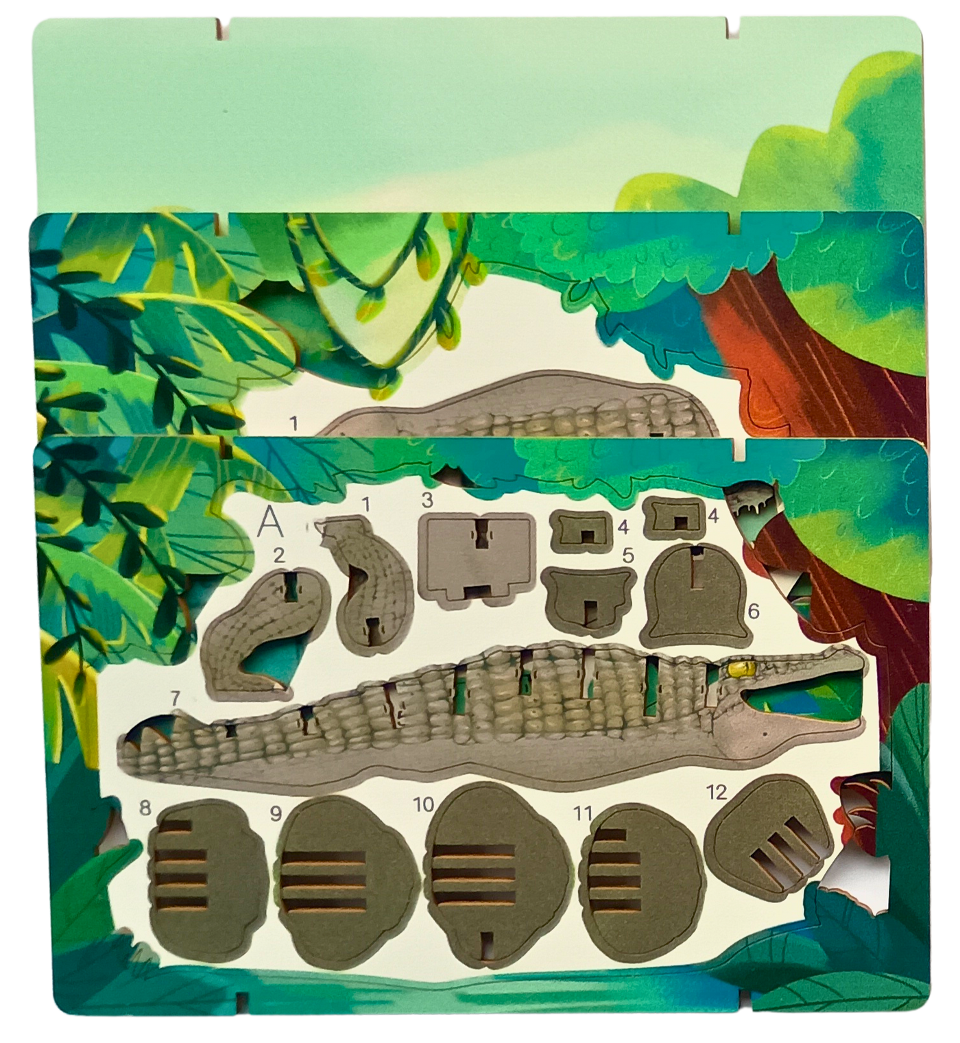 Crocodile – 3D Postcard Puzzle | STEM Education Kit | Wooden Puzzle Kit