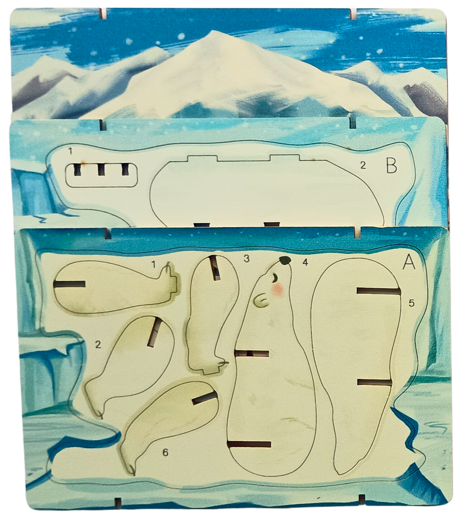Polar Bear - 3D Postcard Puzzle | STEM Education Kit | Wooden Puzzle Kit