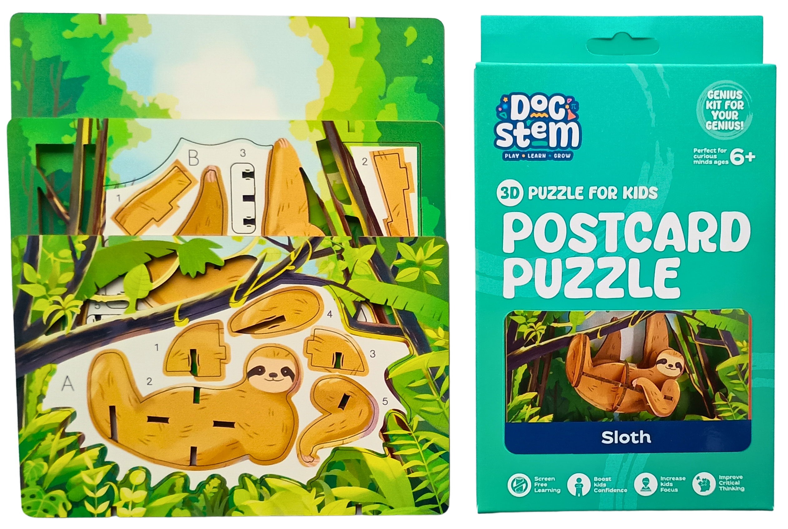Sloth - 3D Postcard Puzzle | STEM Education Kit | Wooden Puzzle Kit