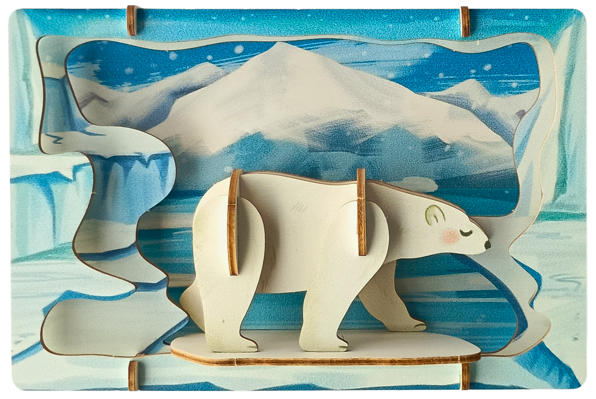 Polar Bear - 3D Postcard Puzzle | STEM Education Kit | Wooden Puzzle Kit