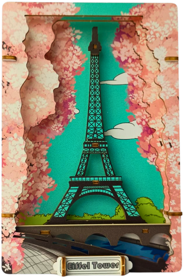 Effiel Tower 3D Postcard Puzzle | STEM Education Kit | Wooden Puzzle Kit