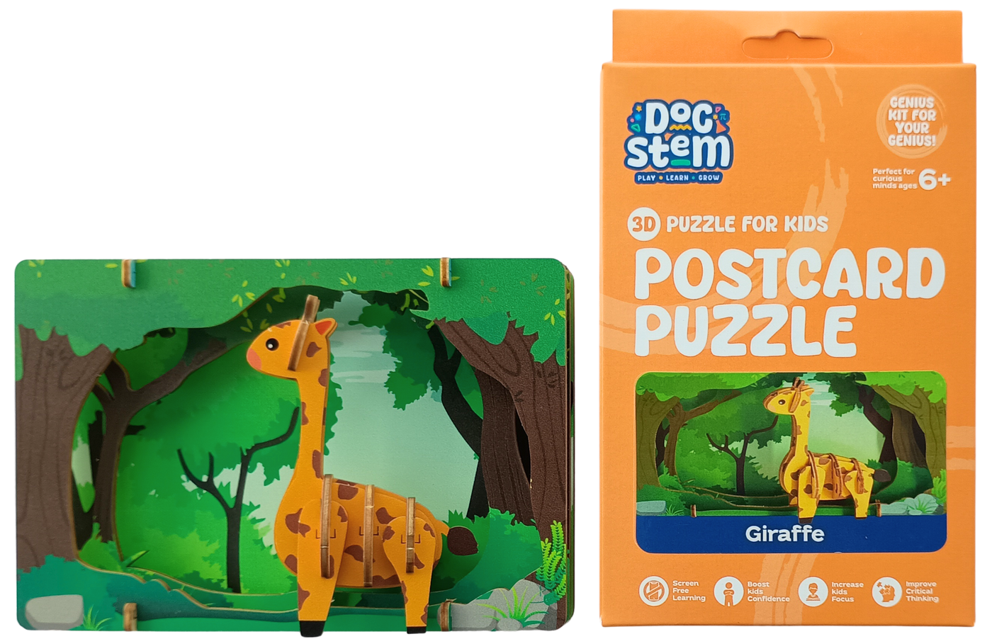 Giraffe – 3D Postcard Puzzle | STEM Education Kit | Wooden Puzzle Kit