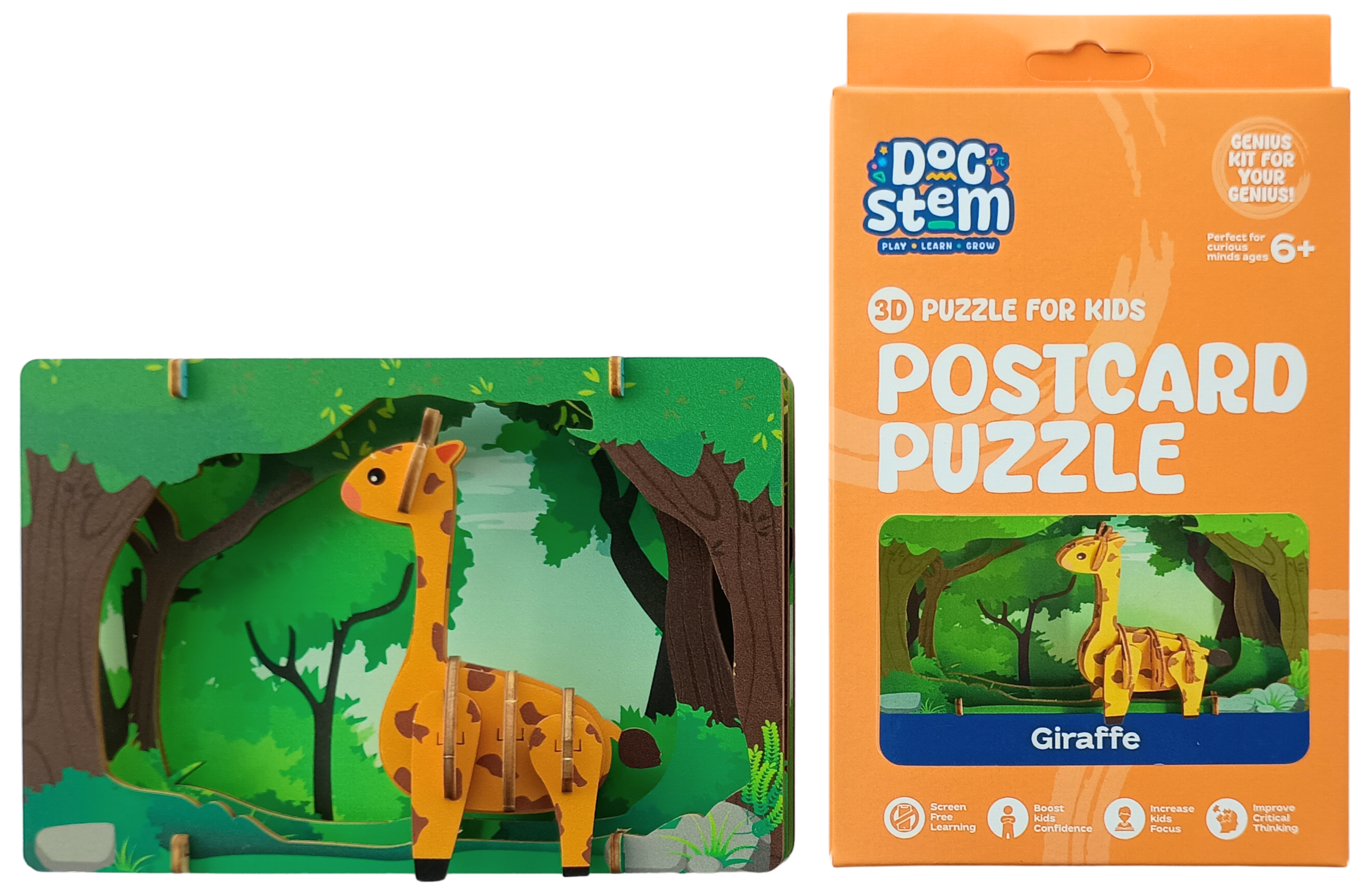 Giraffe – 3D Postcard Puzzle | STEM Education Kit | Wooden Puzzle Kit