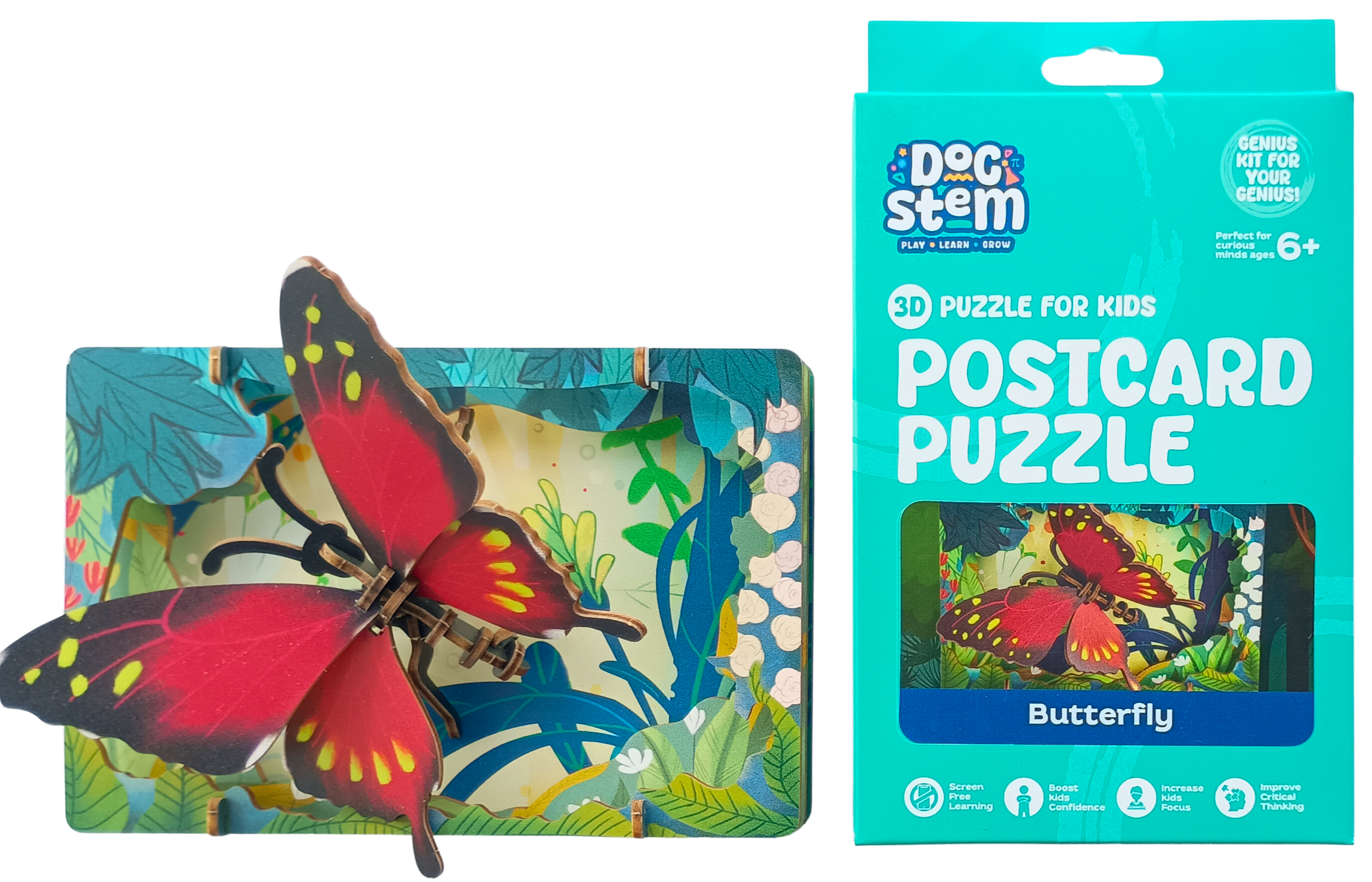 Butterfly – 3D Postcard Puzzle | STEM Education Kit | Wooden Puzzle Kit