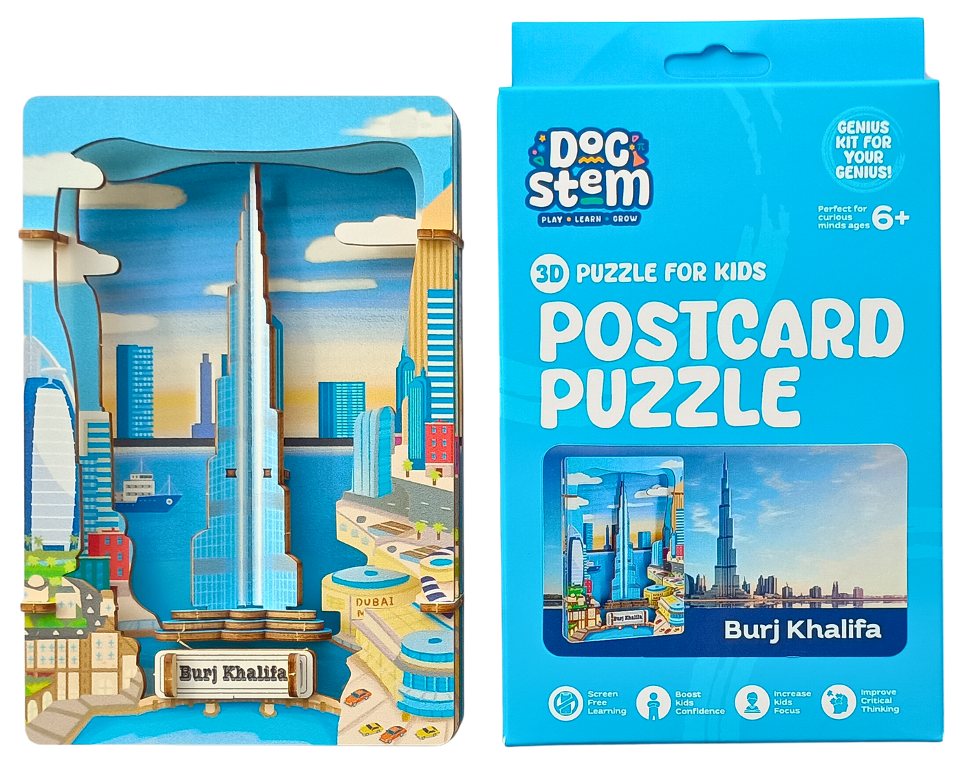 Burj Khalifa – 3D Postcard Puzzle | STEM Education Kit | Wooden Puzzle Kit