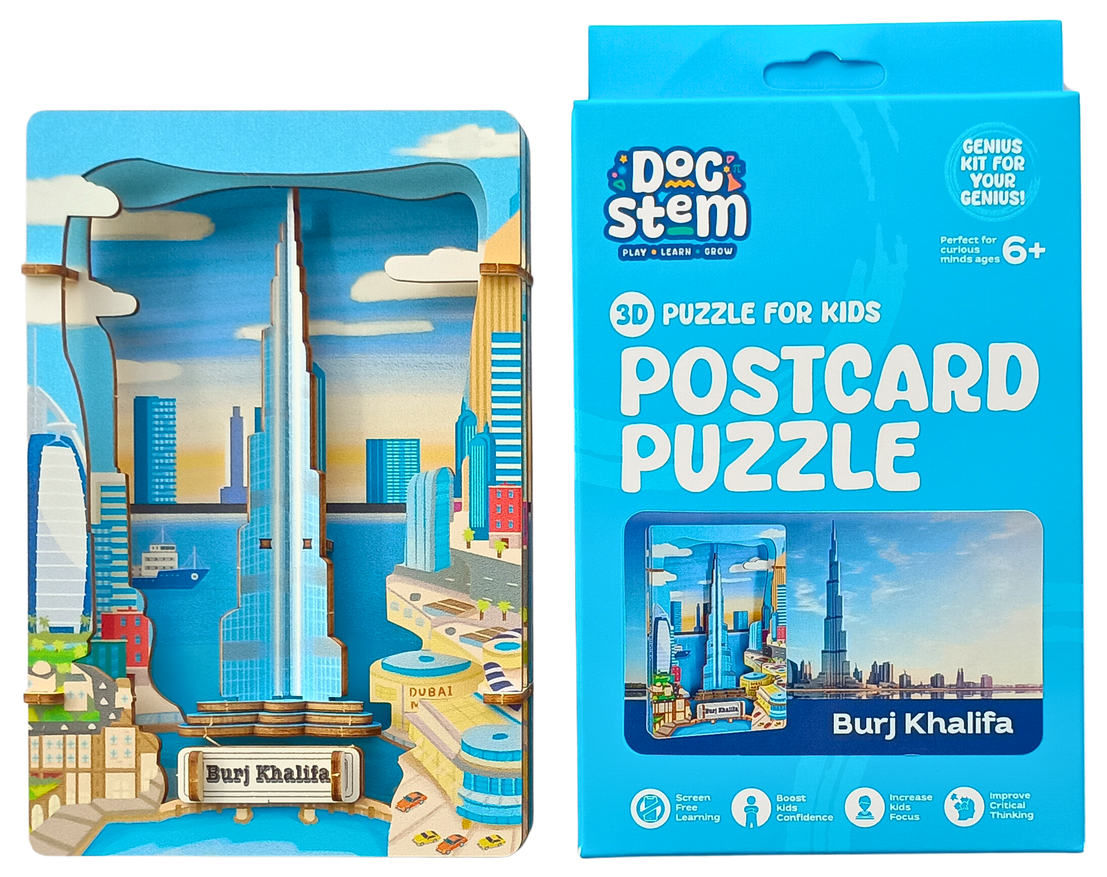 Burj Khalifa – 3D Postcard Puzzle | STEM Education Kit | Wooden Puzzle Kit