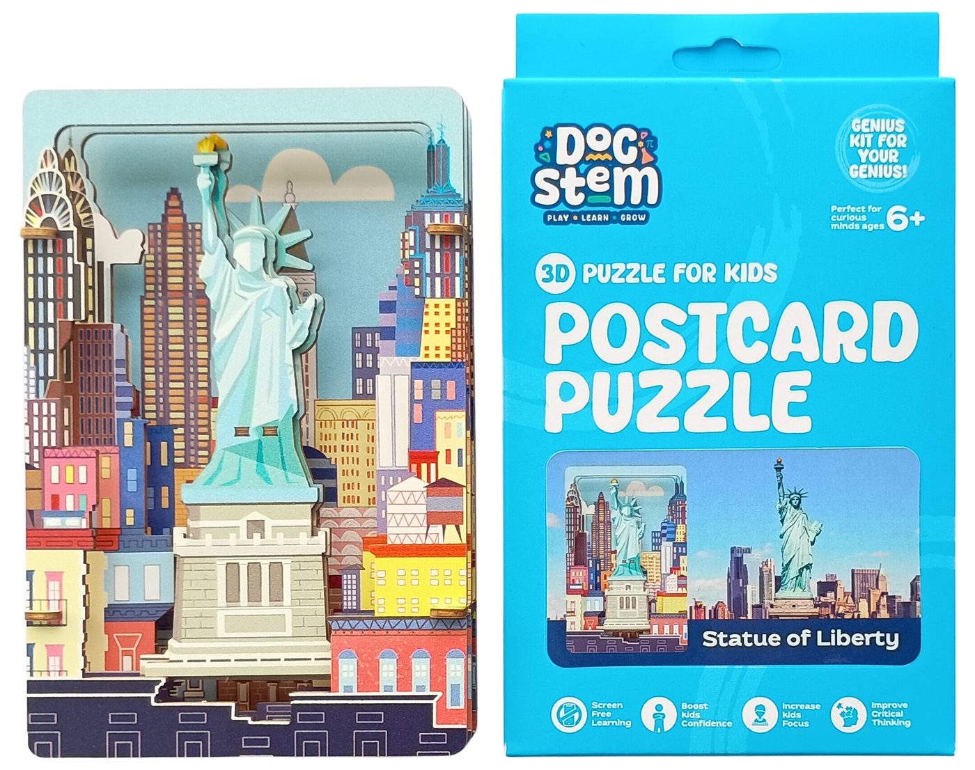 Statue of Liberty – 3D Postcard Puzzle | STEM Education Kit | Wooden Puzzle Kit