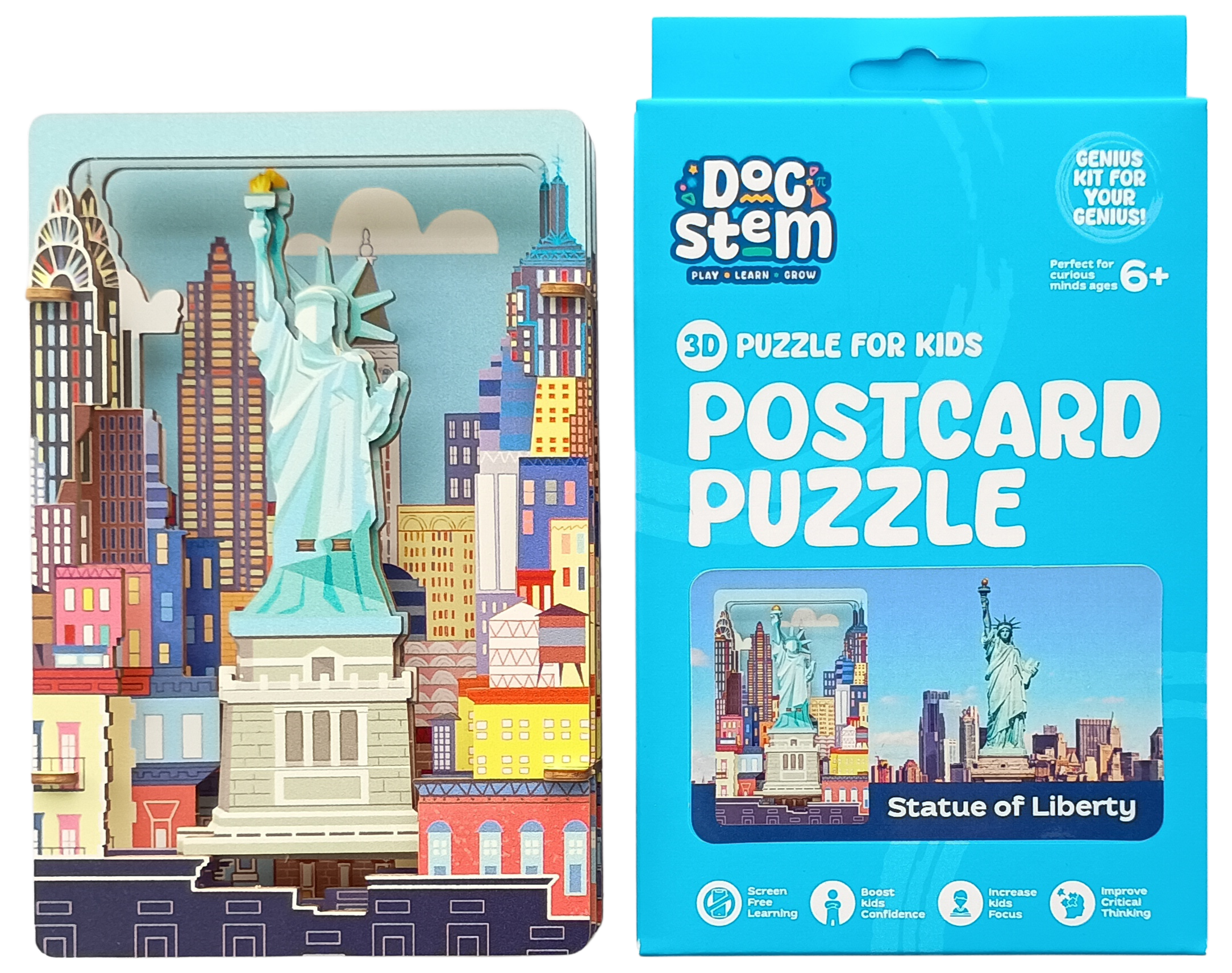 Statue of Liberty – 3D Postcard Puzzle | STEM Education Kit | Wooden Puzzle Kit