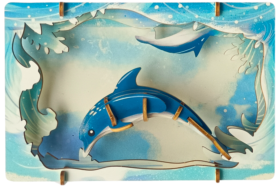 Dolphin – 3D Postcard Puzzle | STEM Education Kit | Wooden Puzzle Kit