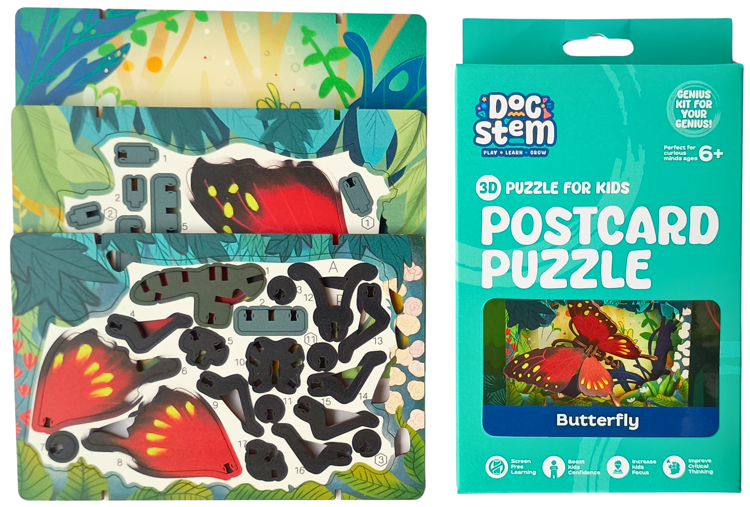Butterfly – 3D Postcard Puzzle | STEM Education Kit | Wooden Puzzle Kit