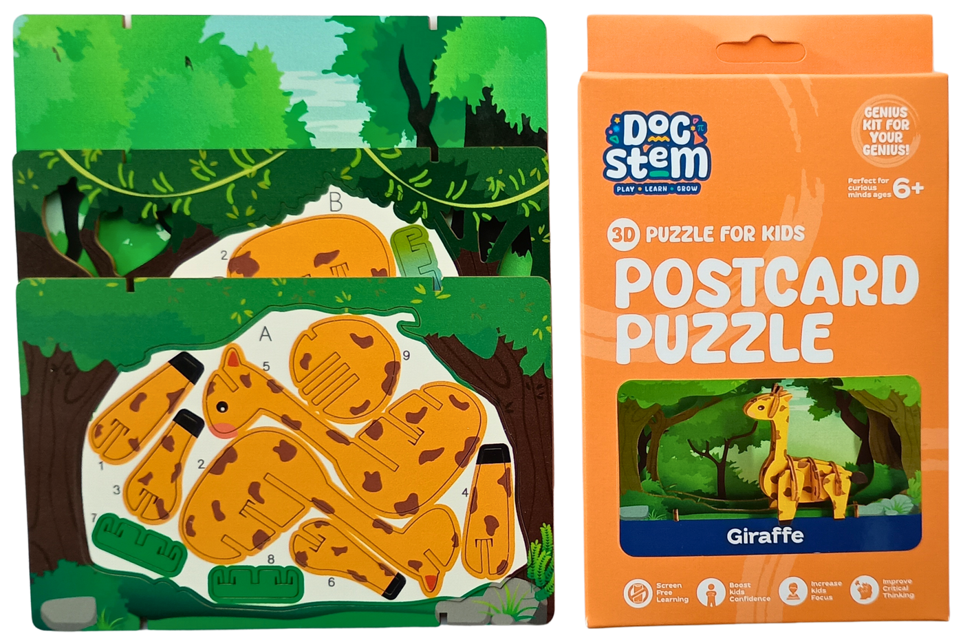 Giraffe – 3D Postcard Puzzle | STEM Education Kit | Wooden Puzzle Kit