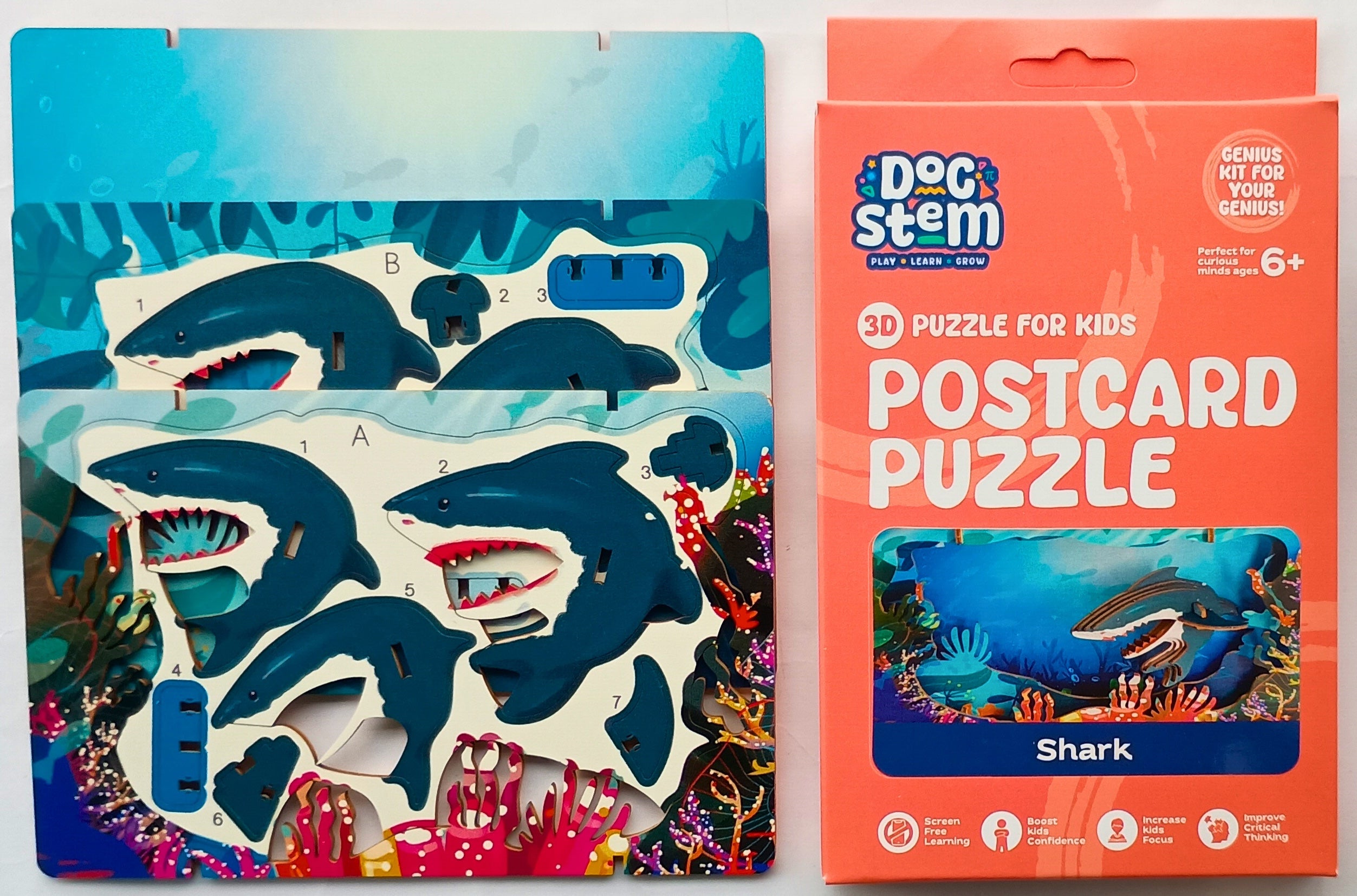 Shark – 3D Postcard Puzzle | STEM Education Kit | Wooden Puzzle Kit