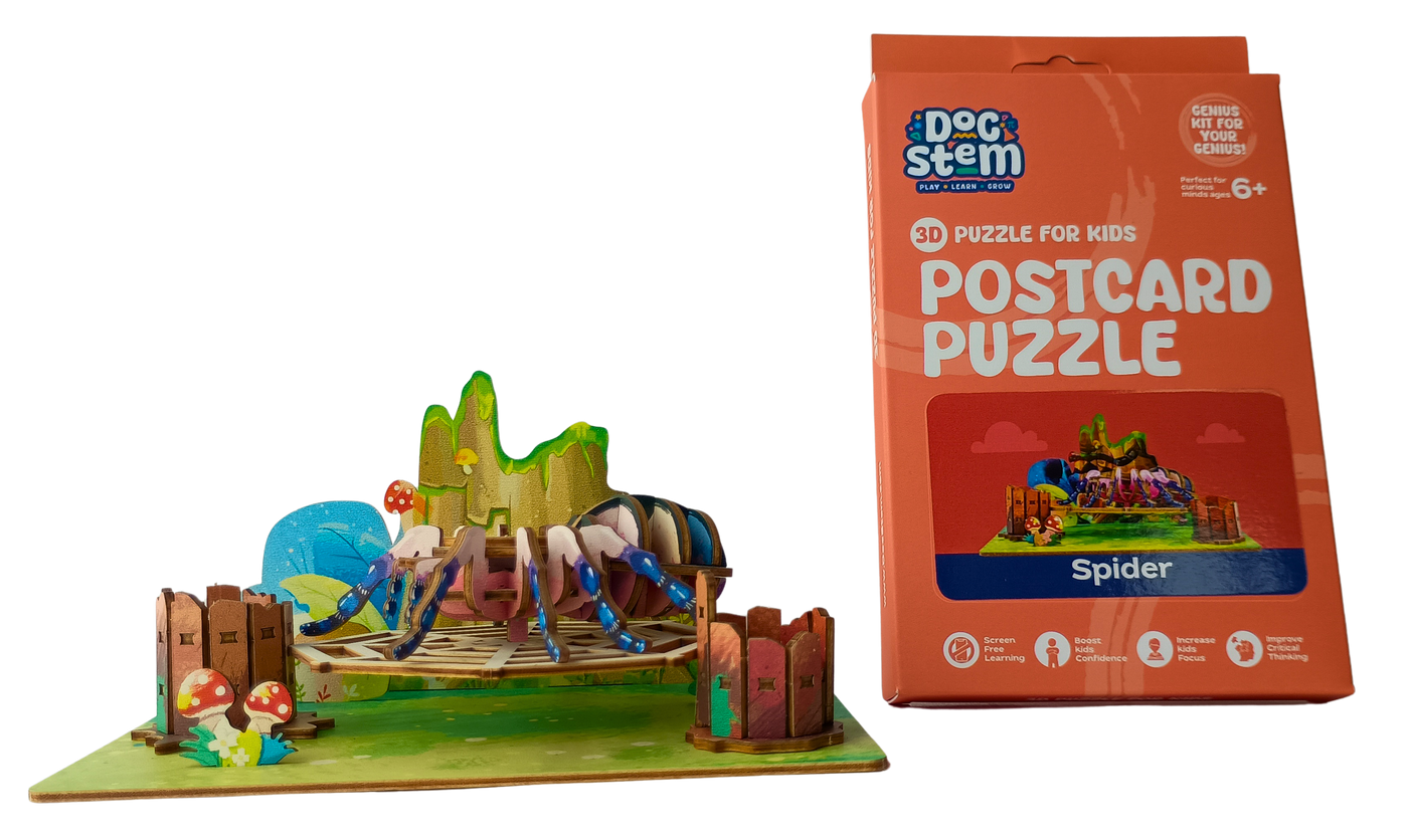 Spider - 3D Postcard Puzzle | STEM Education Kit | Wooden Puzzle Kit