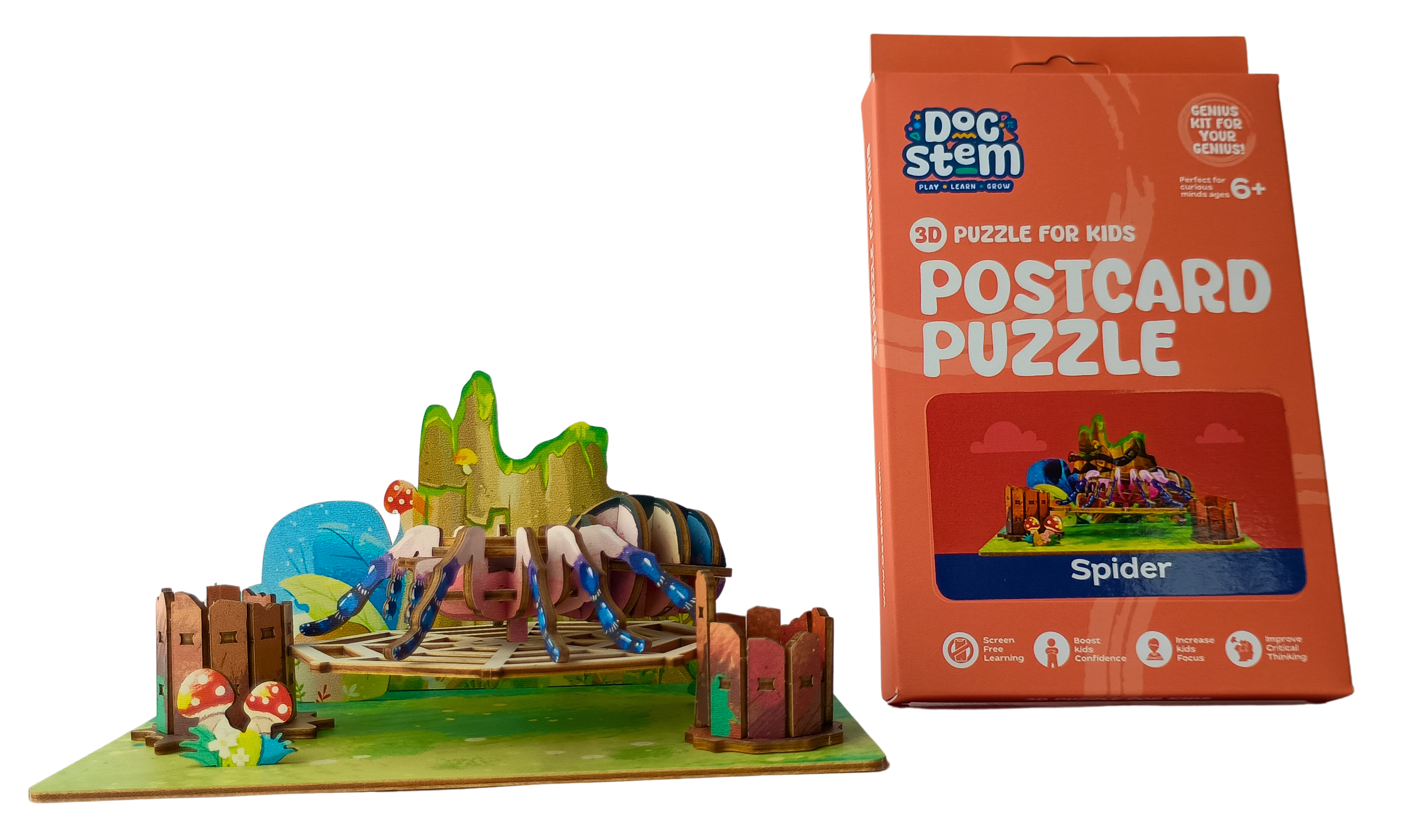 Spider - 3D Postcard Puzzle | STEM Education Kit | Wooden Puzzle Kit