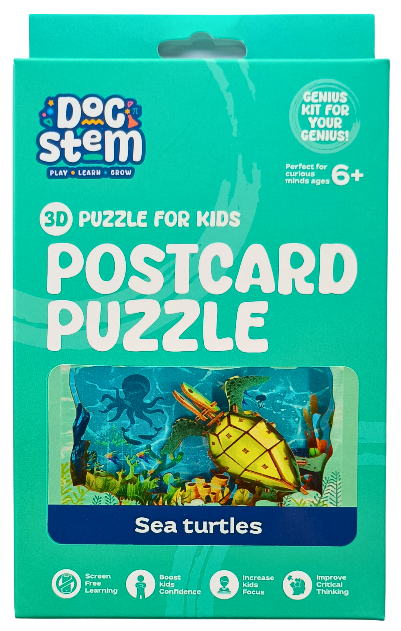 Sea Turtle – 3D Postcard Puzzle | STEM Education Kit | Wooden Puzzle Kit