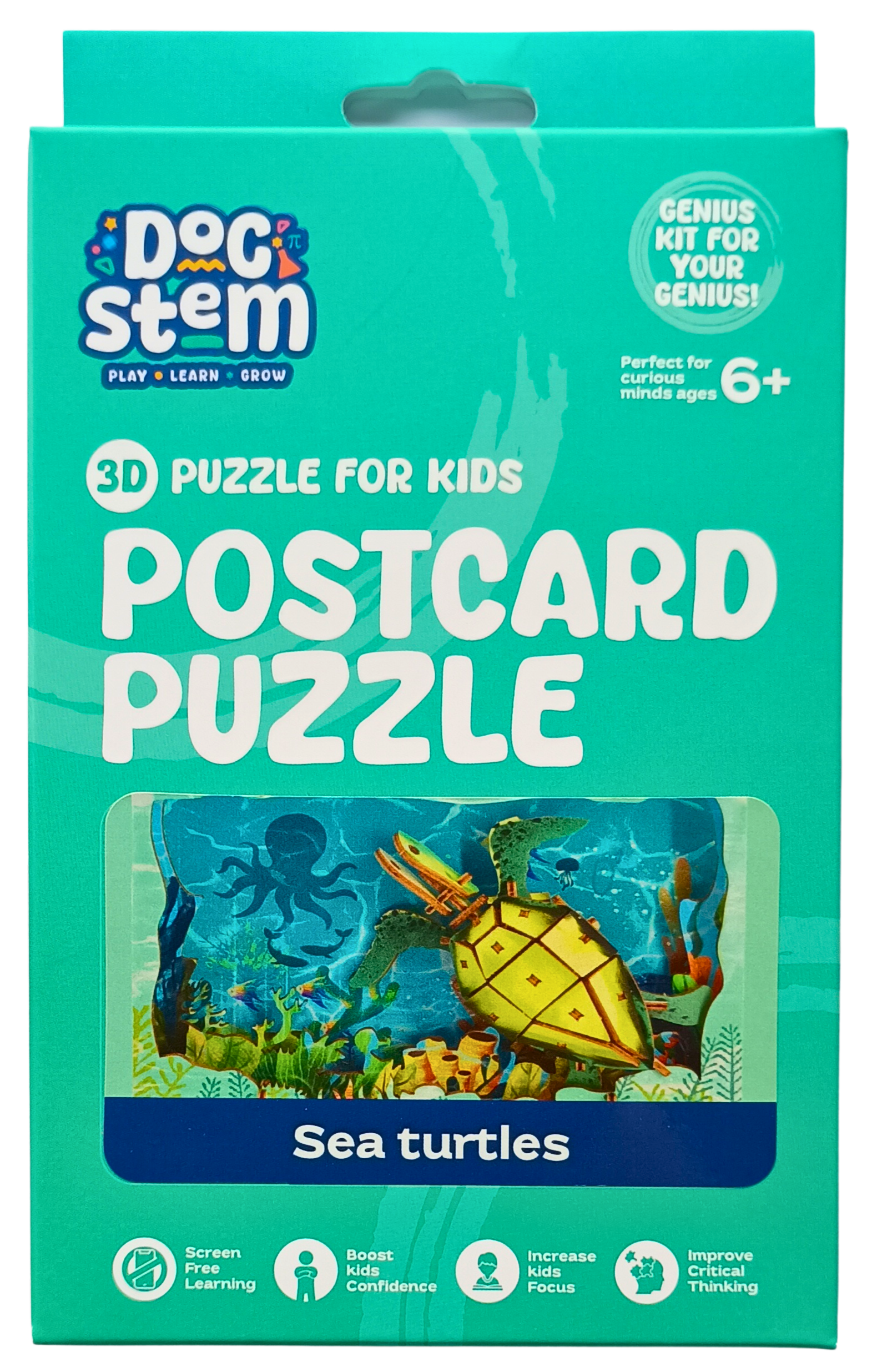 Sea Turtle – 3D Postcard Puzzle | STEM Education Kit | Wooden Puzzle Kit