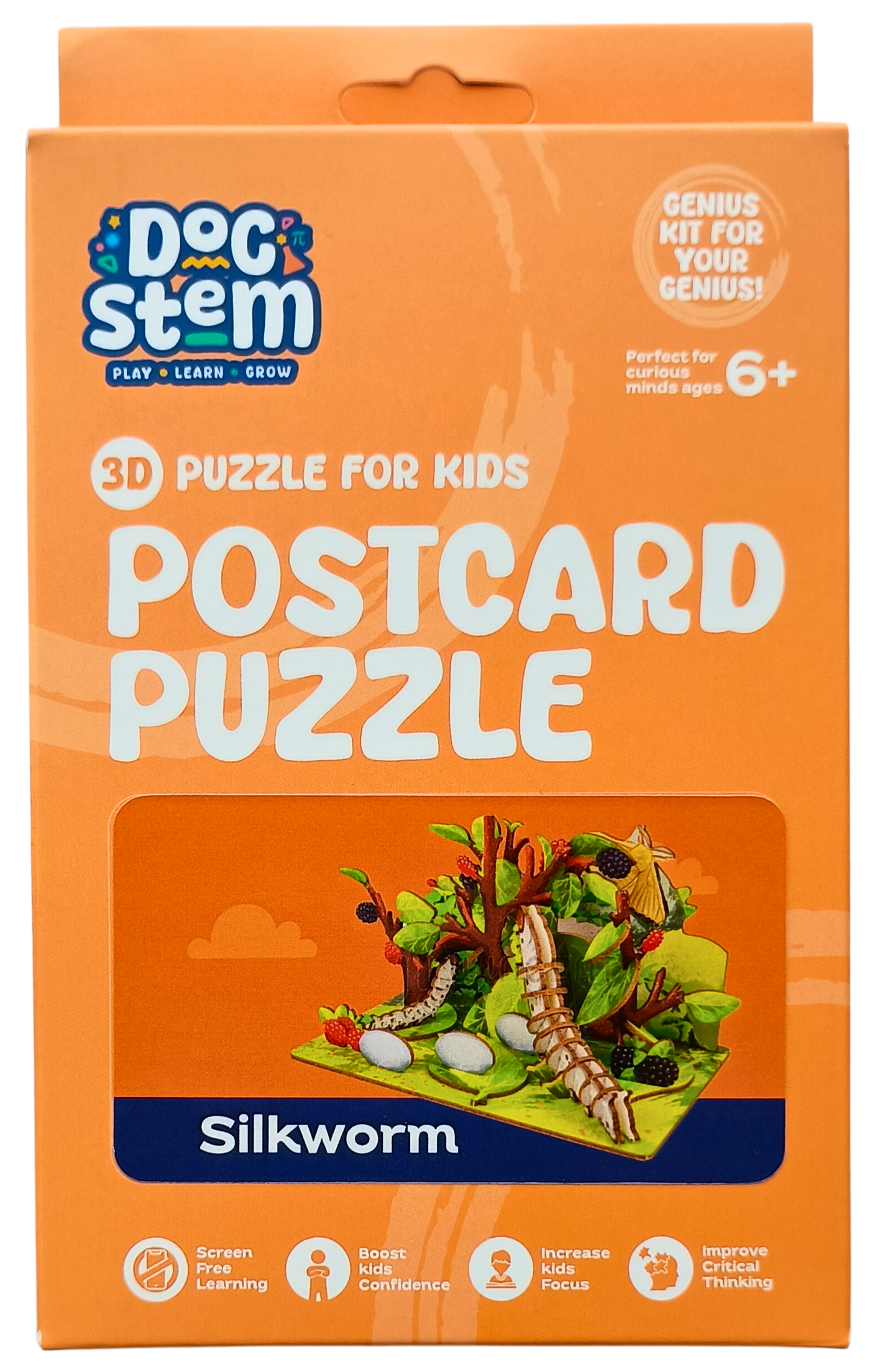 Silkworm - 3D Postcard Puzzle | STEM Education Kit | Wooden Puzzle Kit