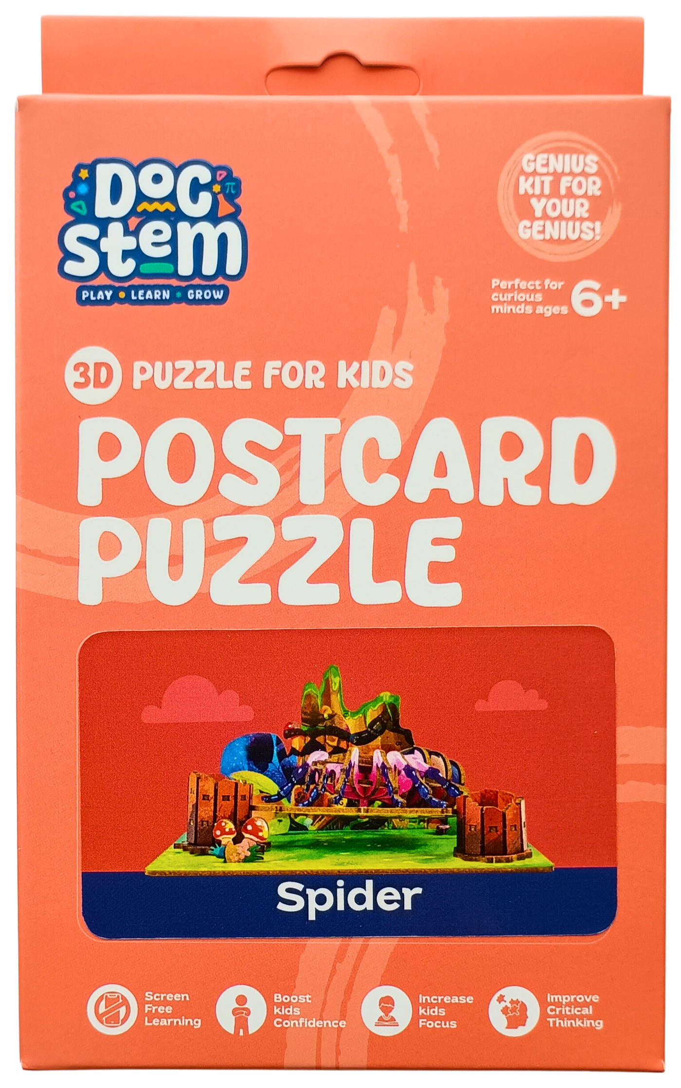 Spider - 3D Postcard Puzzle | STEM Education Kit | Wooden Puzzle Kit