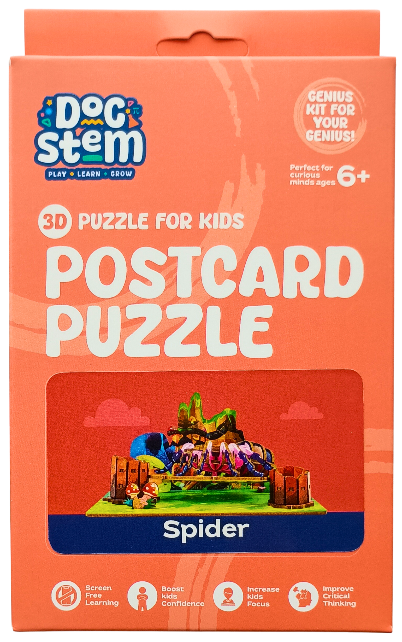 Spider - 3D Postcard Puzzle | STEM Education Kit | Wooden Puzzle Kit