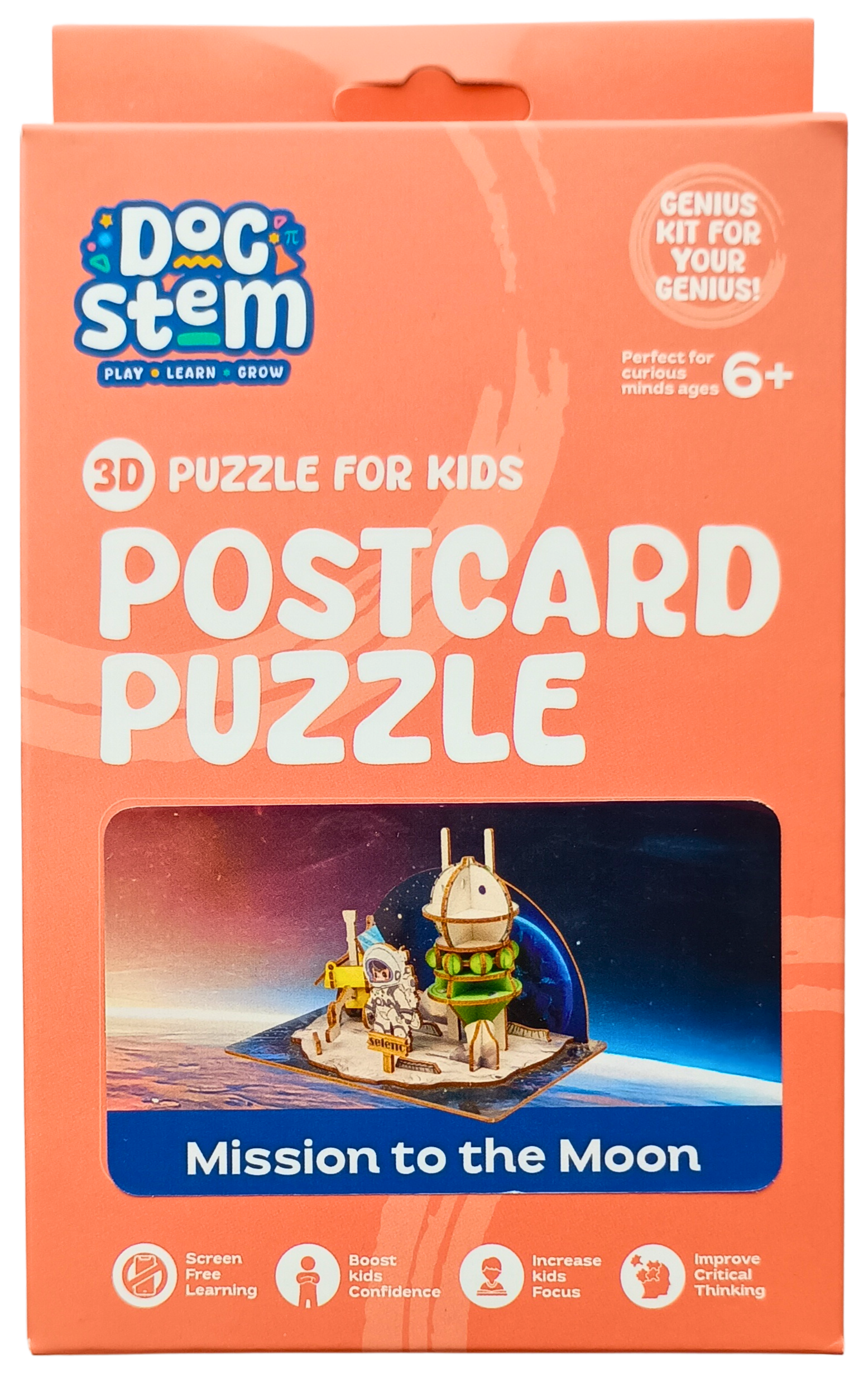 Mission to the Moon – 3D Postcard Puzzle | STEM Education Kit | Wooden Puzzle Kit