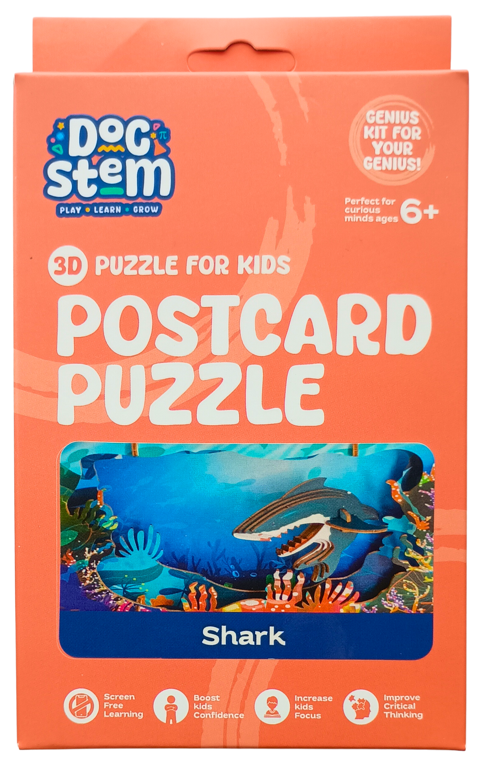 Shark – 3D Postcard Puzzle | STEM Education Kit | Wooden Puzzle Kit