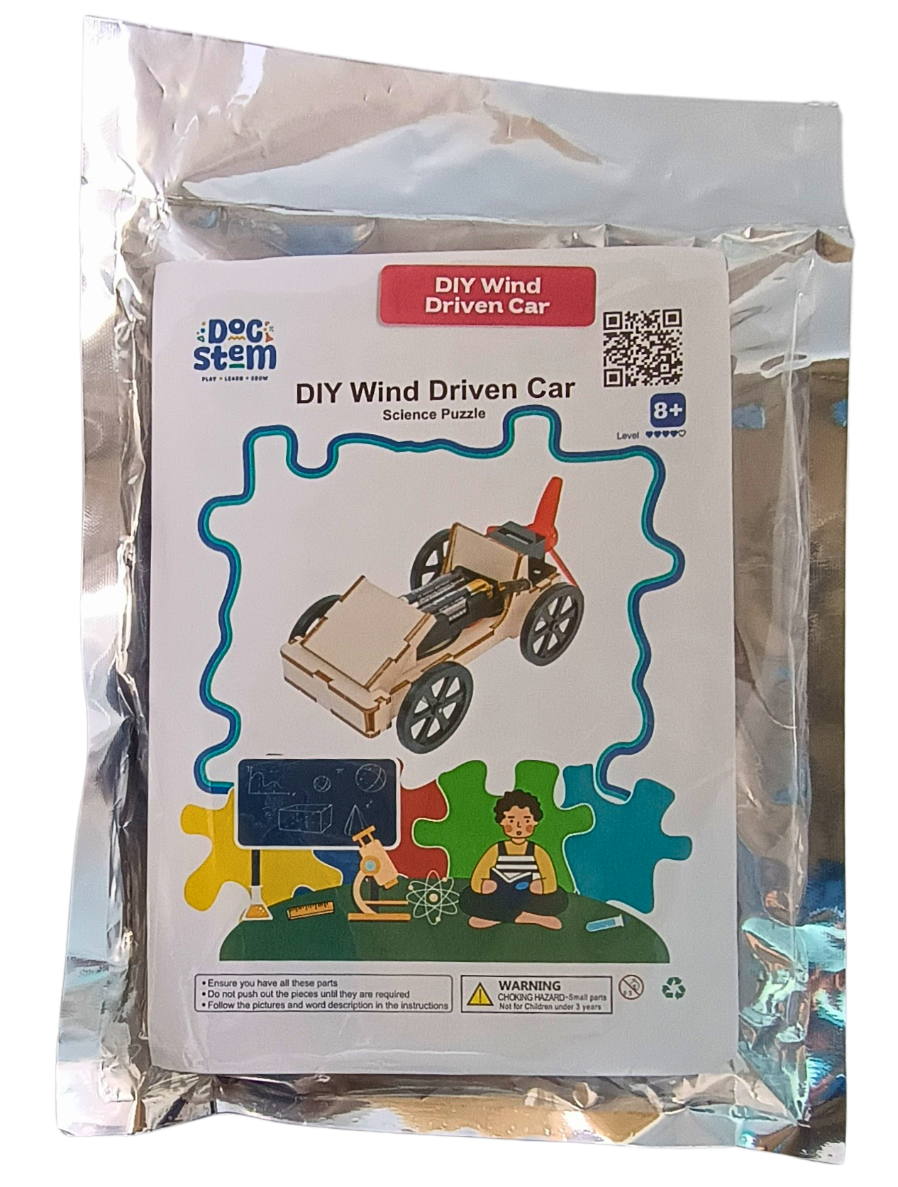Wind Driven Car - 3D DIY Puzzle | STEM Education Kit | Wooden Puzzle Kit