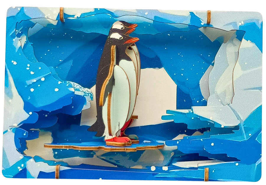 Penguin – 3D Postcard Puzzle | STEM Education Kit | Wooden Puzzle Kit