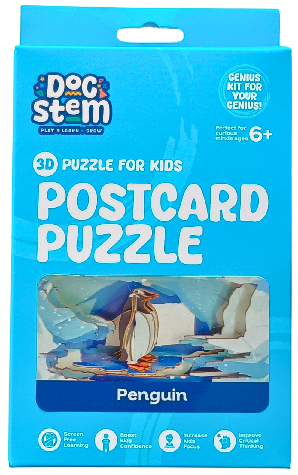 Penguin – 3D Postcard Puzzle | STEM Education Kit | Wooden Puzzle Kit