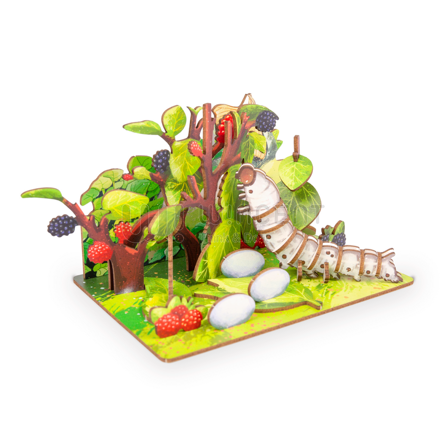Silkworm - 3D Postcard Puzzle | STEM Education Kit | Wooden Puzzle Kit