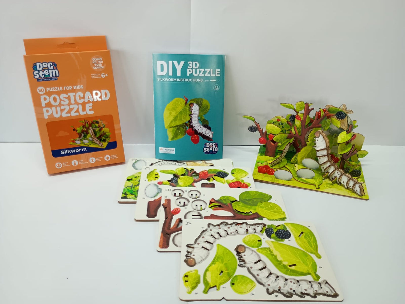 Silkworm - 3D Postcard Puzzle | STEM Education Kit | Wooden Puzzle Kit